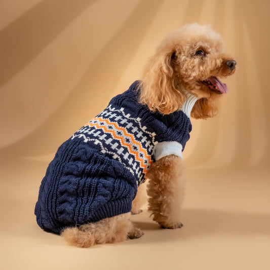 Maglioncino Dolcevita Fantasia Fair Isle - Blu