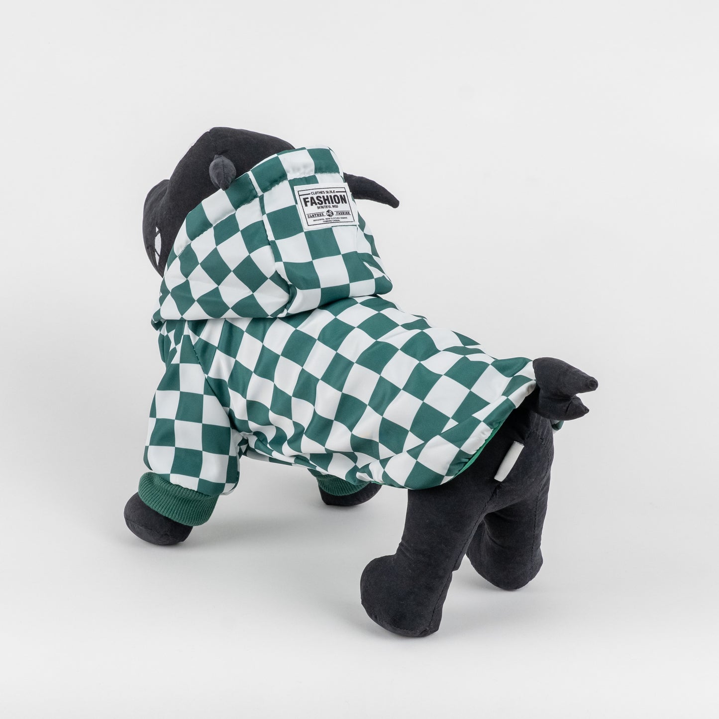 Cappotto Impermeabile a Scacchi con Cappuccio - Verde