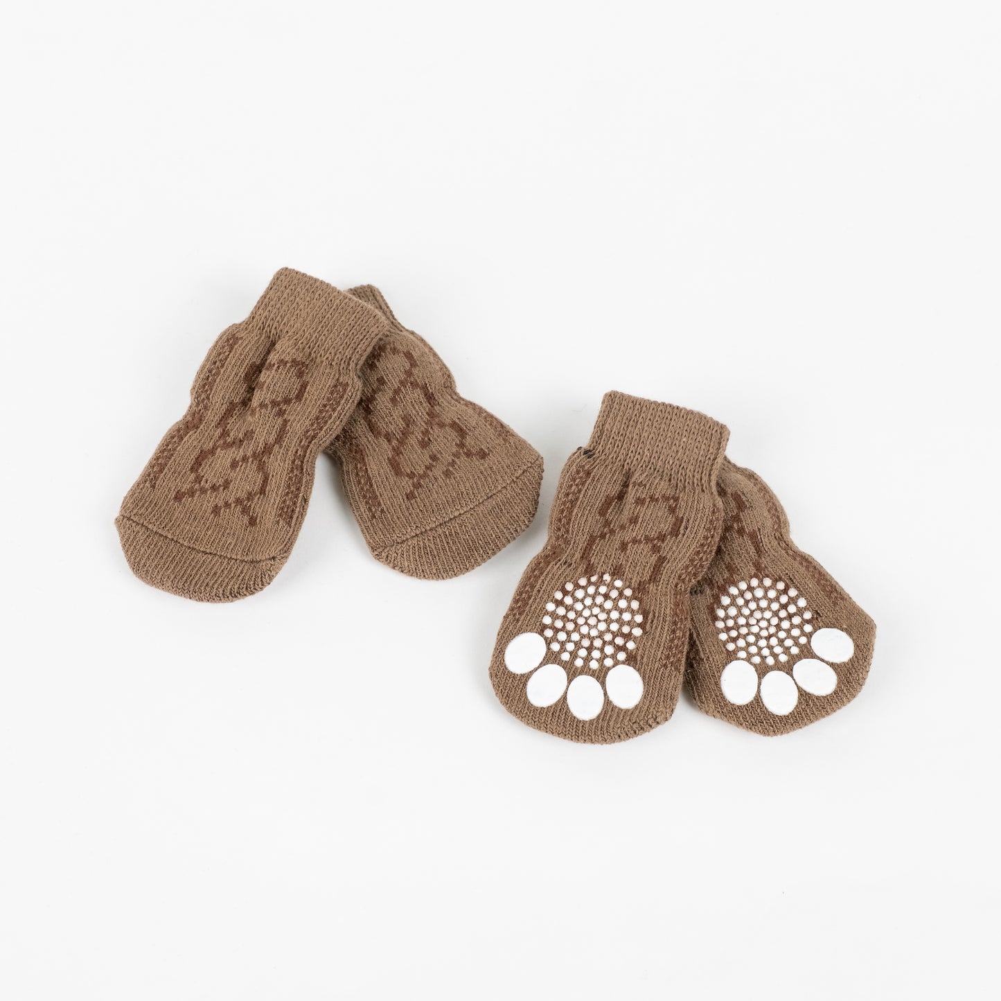 Calzini Antiscivolo per Cani e Gatti - Fantasia Treccia Marrone