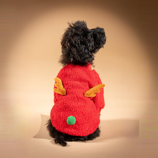 Maglioncino Bouclé Natalizio – Renna e Pon Pon