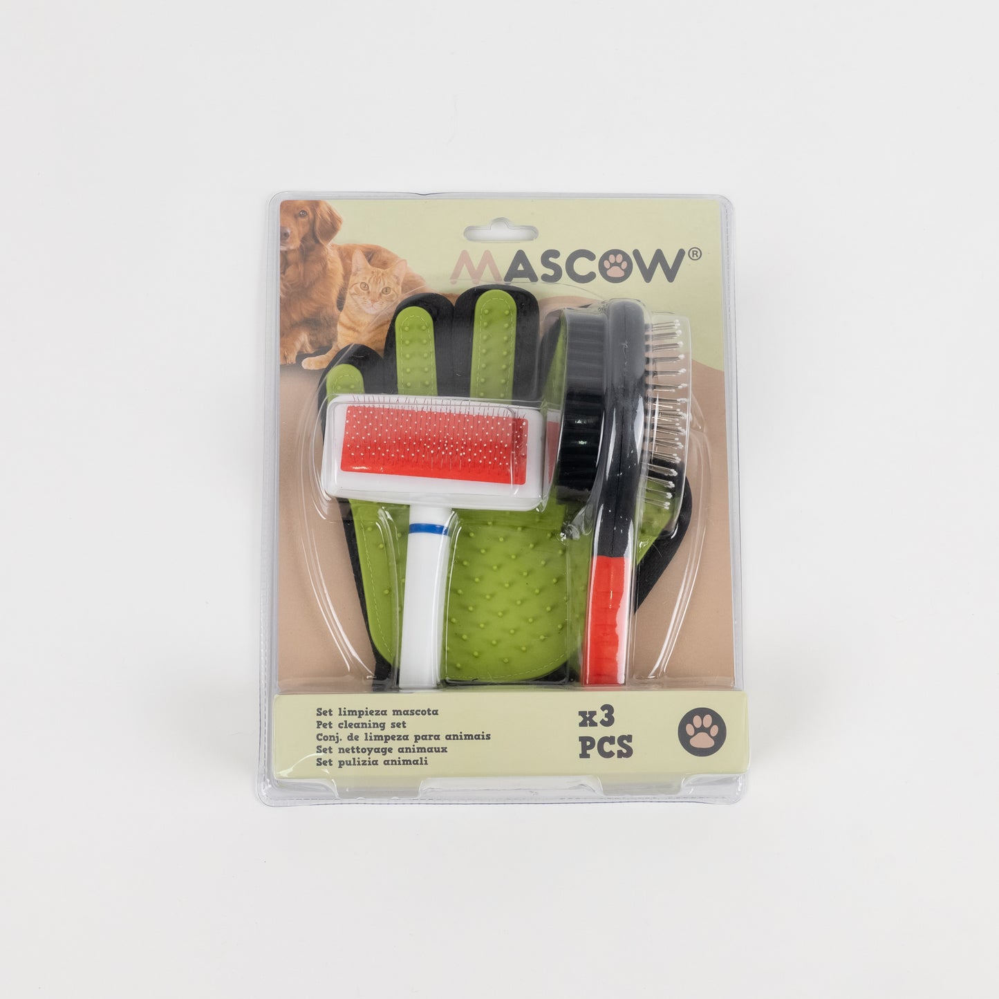 Kit Pulizia e Toelettatura per Cani e Gatti – Spazzole e Guanto Massaggiante