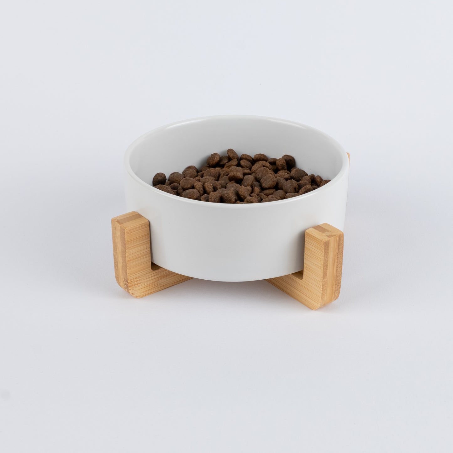 Ciotola in Ceramica con supporto in Legno - Bianco