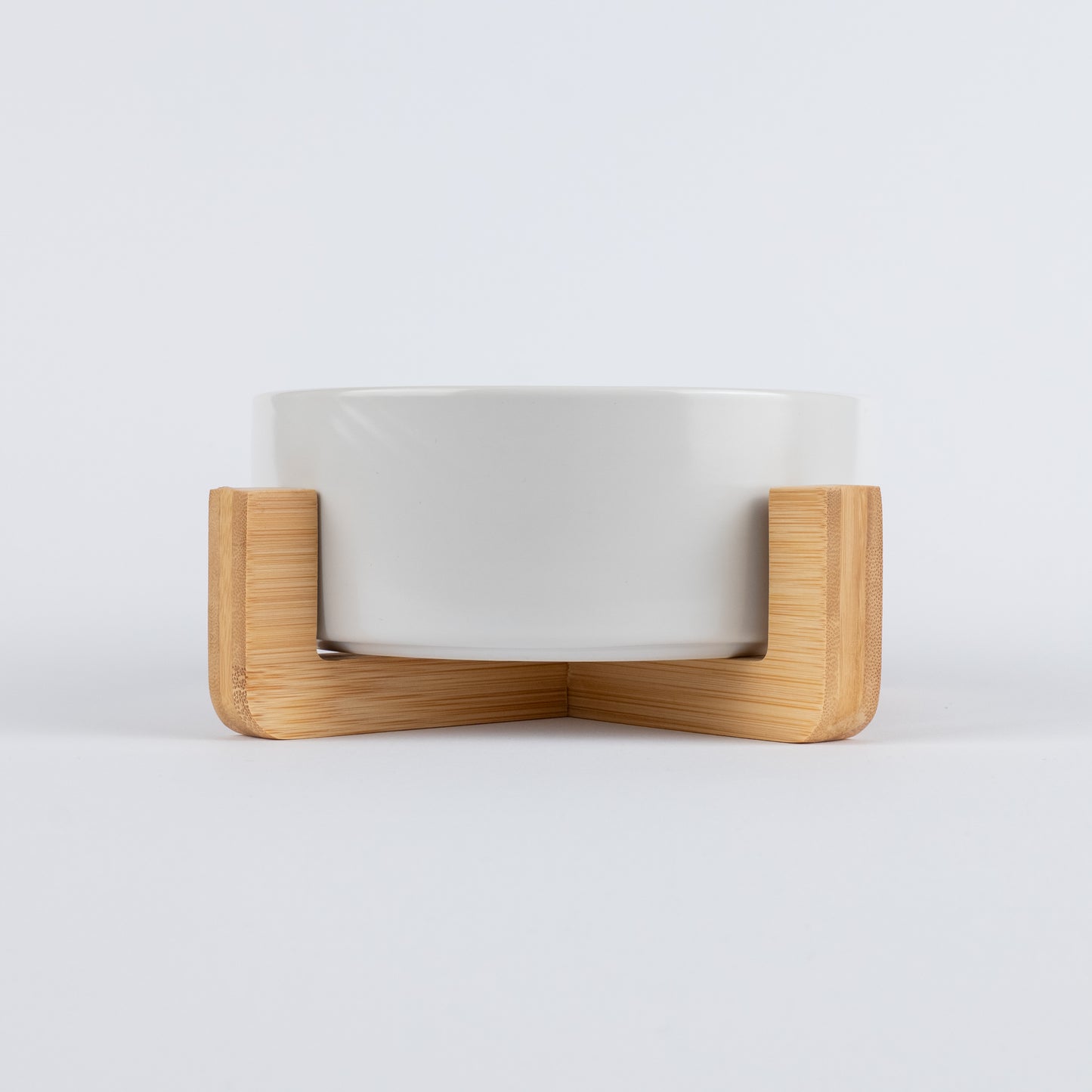 Ciotola in Ceramica con supporto in Legno - Bianco