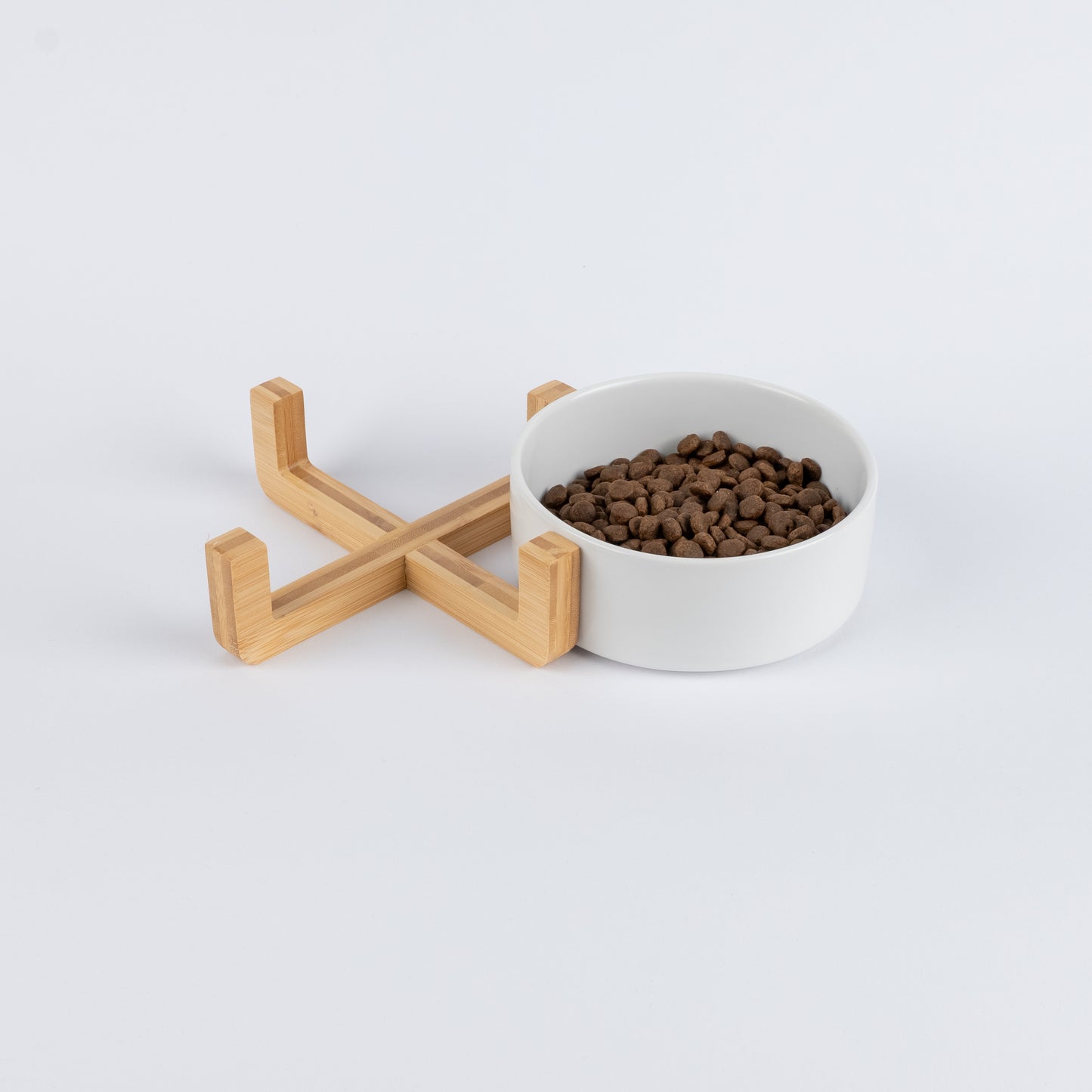 Ciotola in Ceramica con supporto in Legno - Bianco