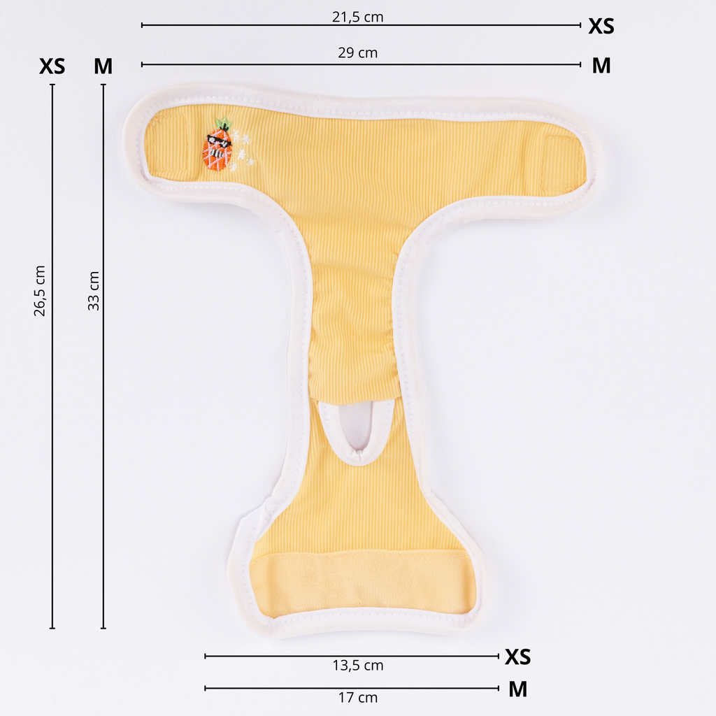 Mutandine Lavabili per Animali con Ricamo Ananas - Giallo