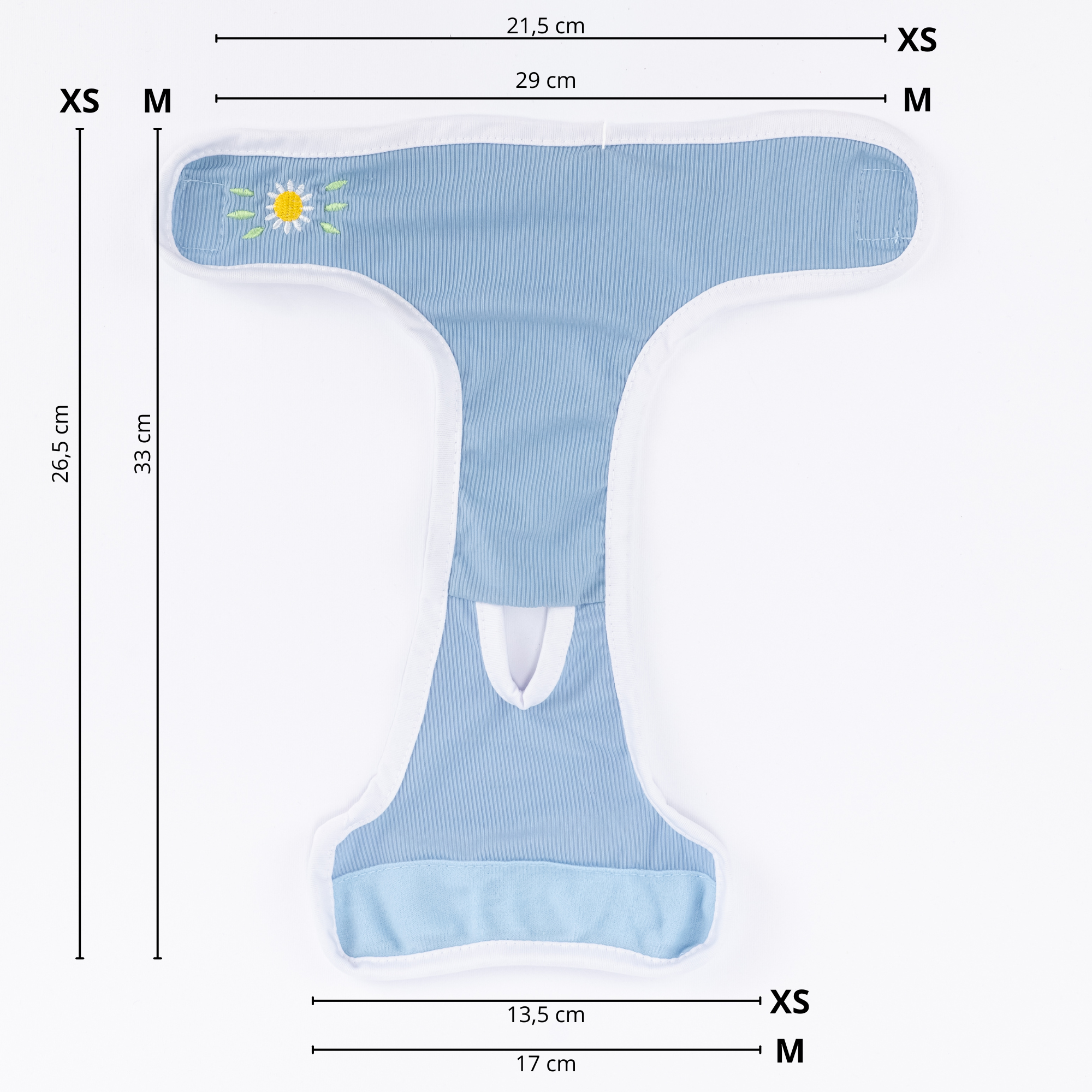 Mutandine Lavabili per Animali con Ricamo Margherita - Celeste
