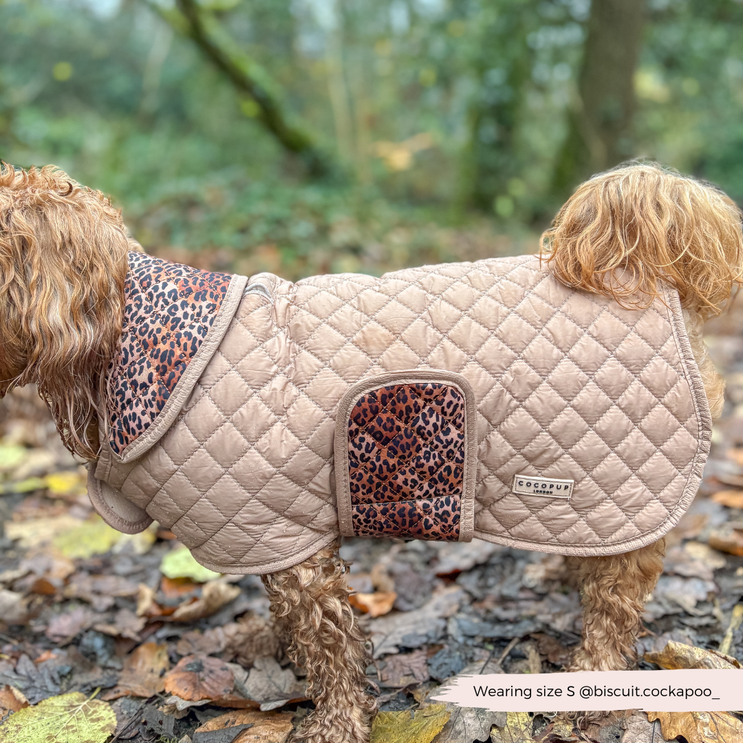 Cappotto trapuntato per cani LUXE - Cucciolo leopardato