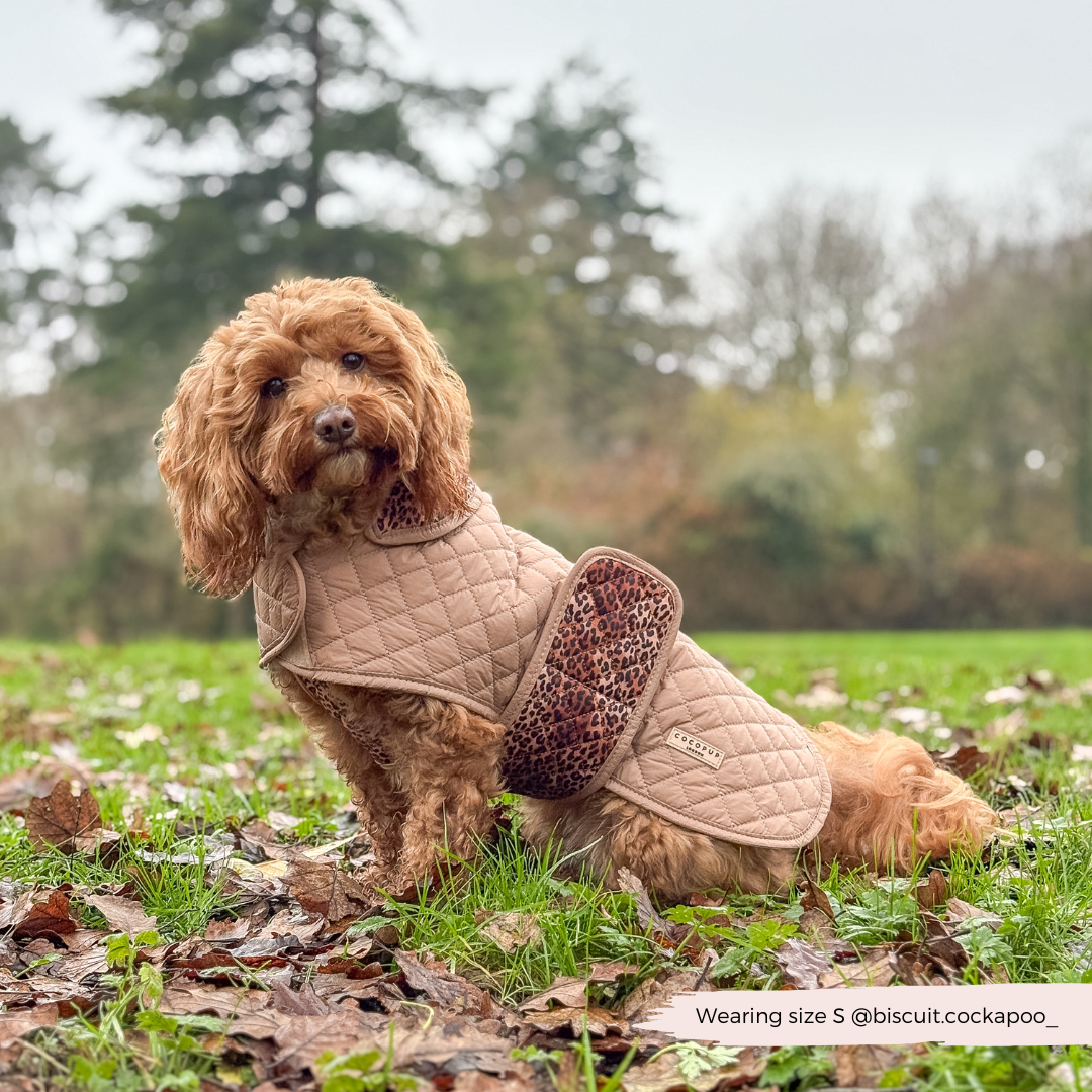 Cappotto trapuntato per cani LUXE - Cucciolo leopardato