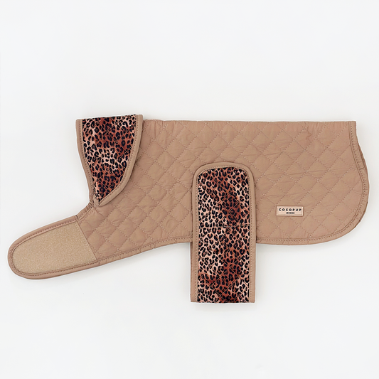 Cappotto trapuntato per cani LUXE - Cucciolo leopardato