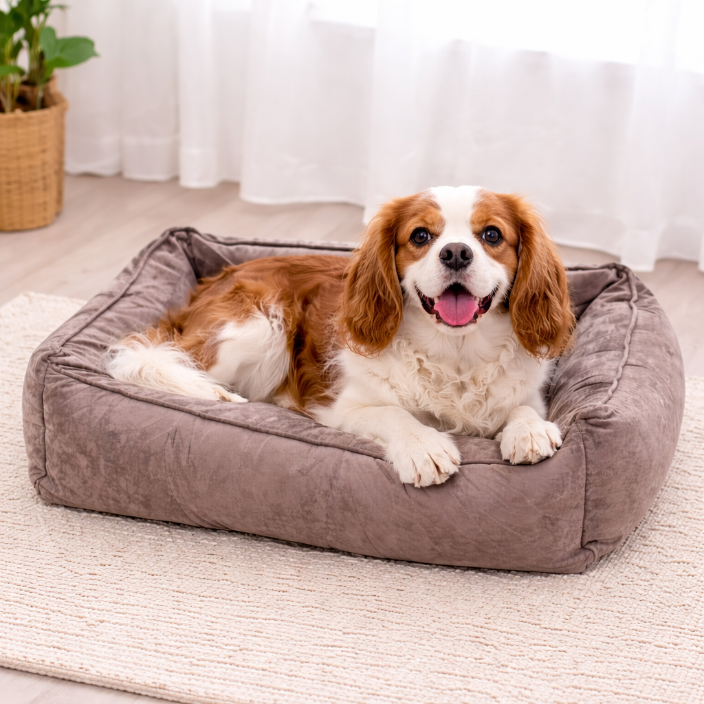 Cuccia effetto camoscio marmorizzato Sfoderabile - Marrone (  70x45 cm )