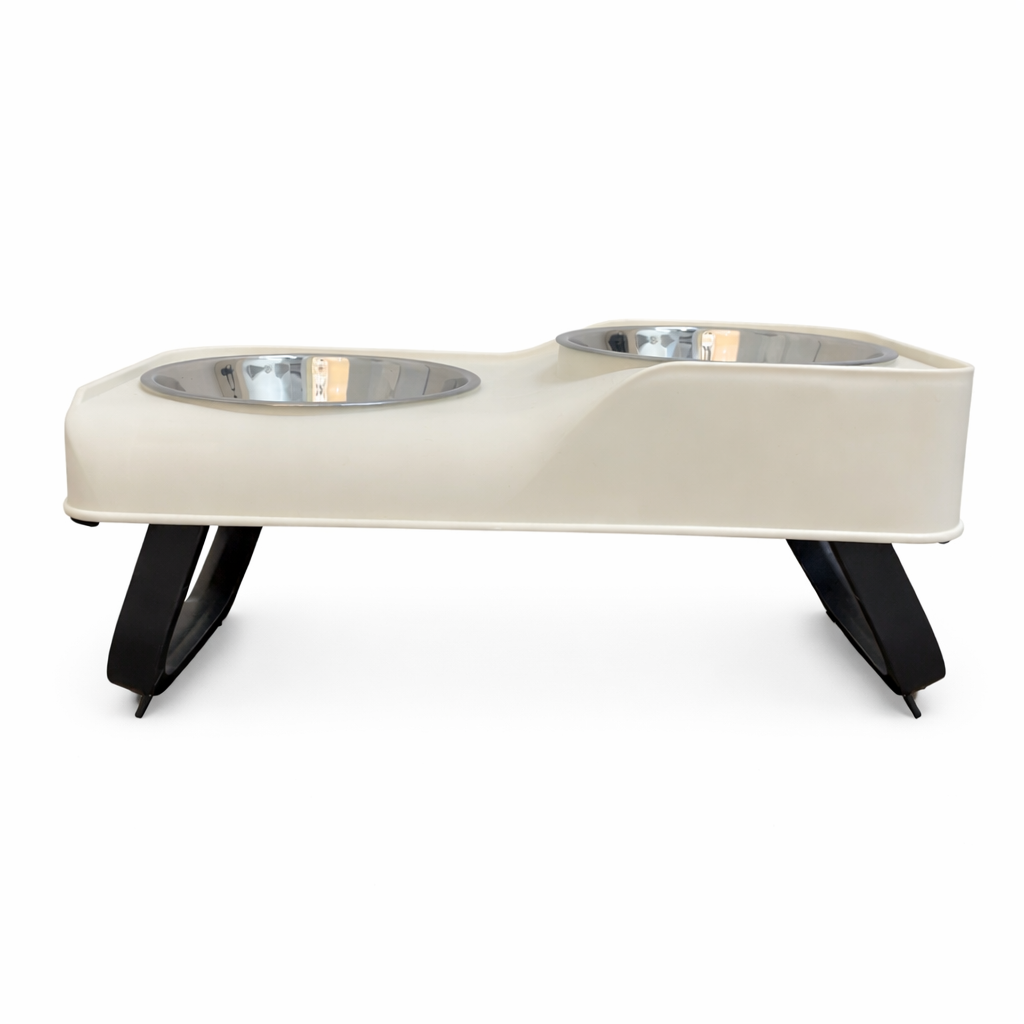 Doppia Ciotola con Vassoio Rialzabile - Crema