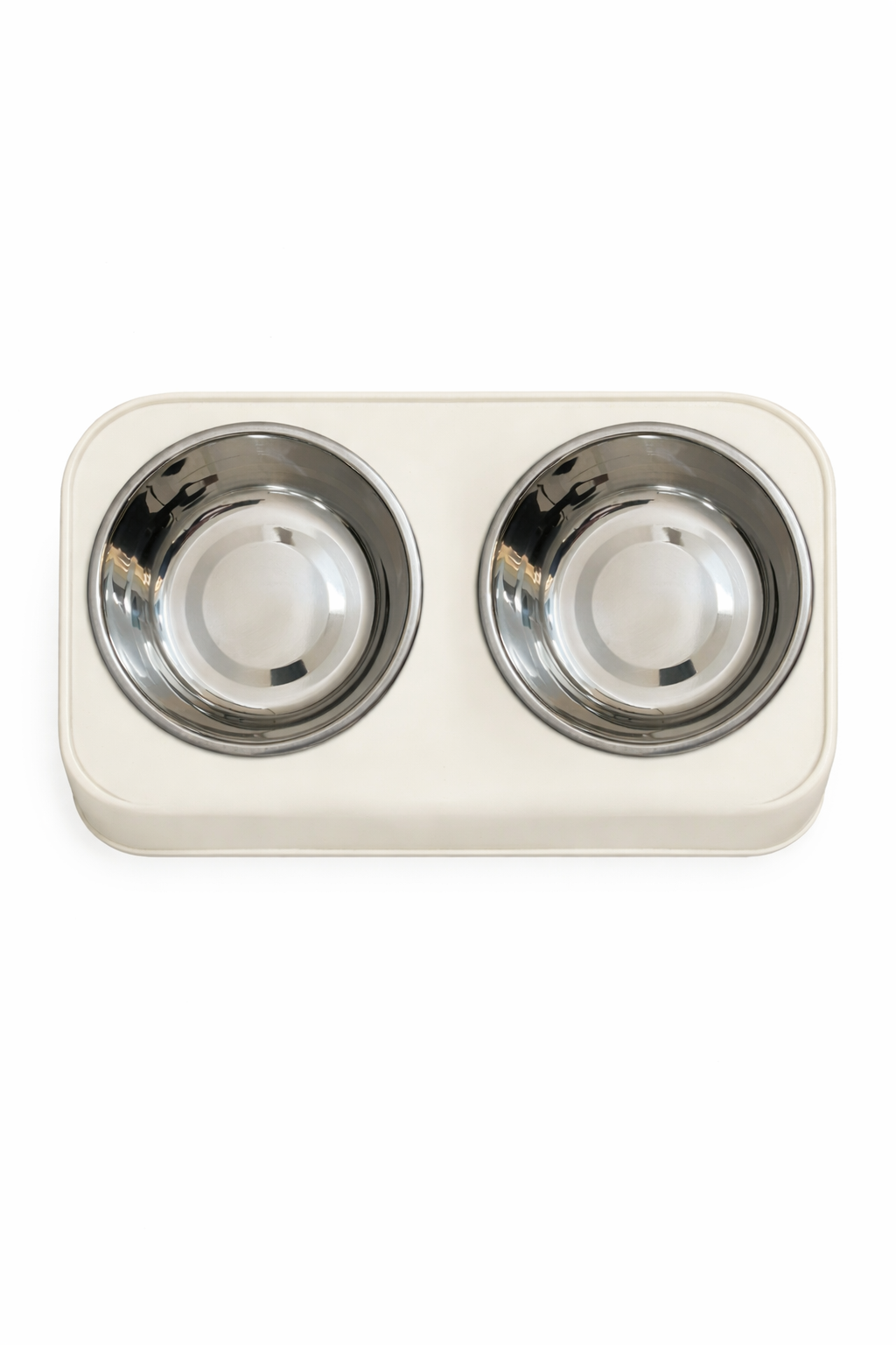 Doppia Ciotola con Vassoio Rialzabile - Crema