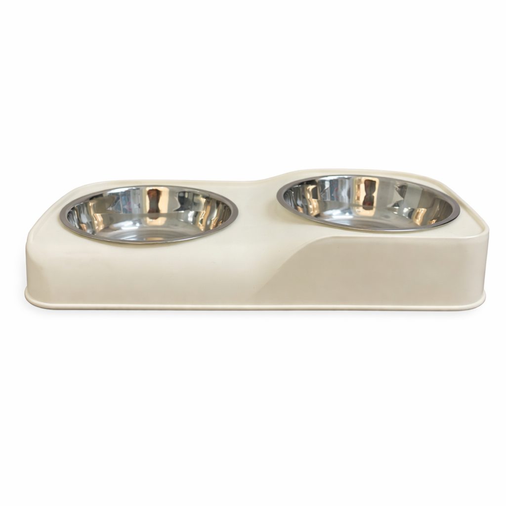 Doppia Ciotola con Vassoio Rialzabile - Crema