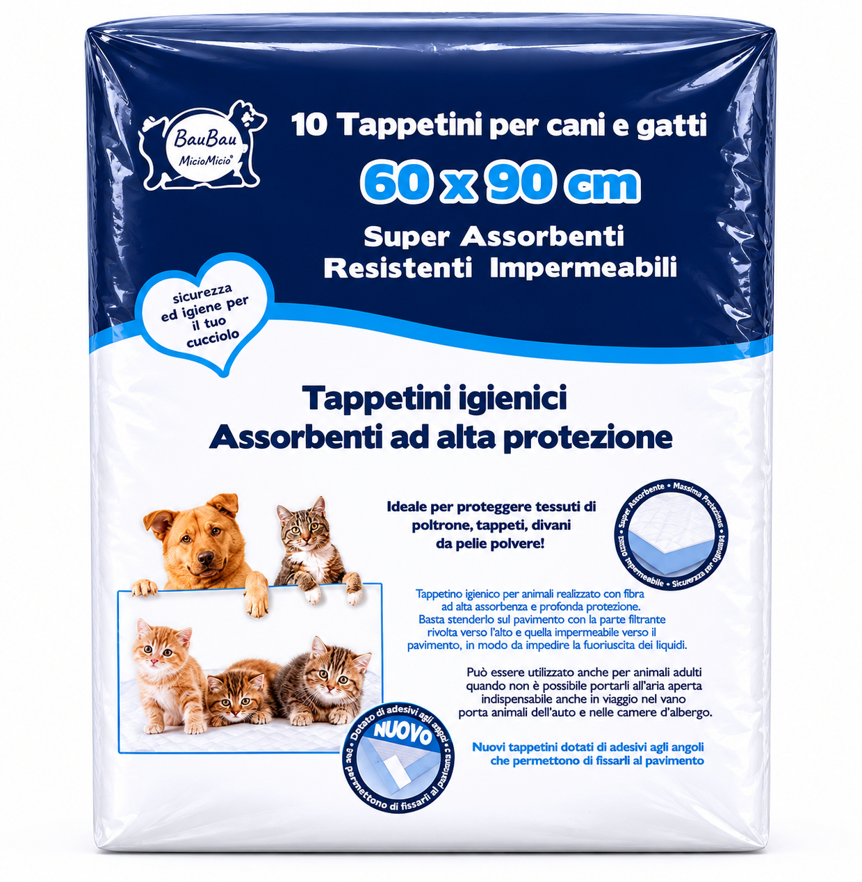 Tappetini Igienici Assorbenti per Cani e Gatti – 60x90 cm