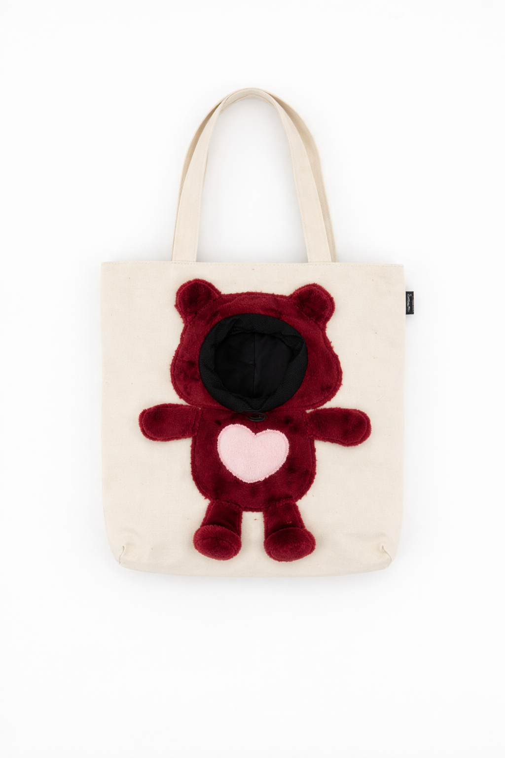 Borsa in stoffa porta cane orsacchiotto - Crema ( 36 x 39 cm )