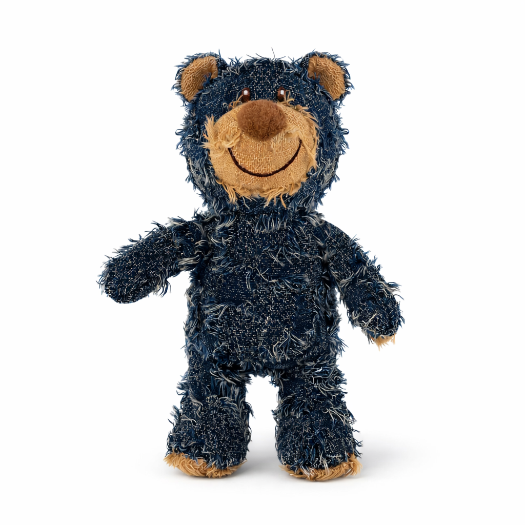 Gioco Peluche orsetto effetto denim - Blu