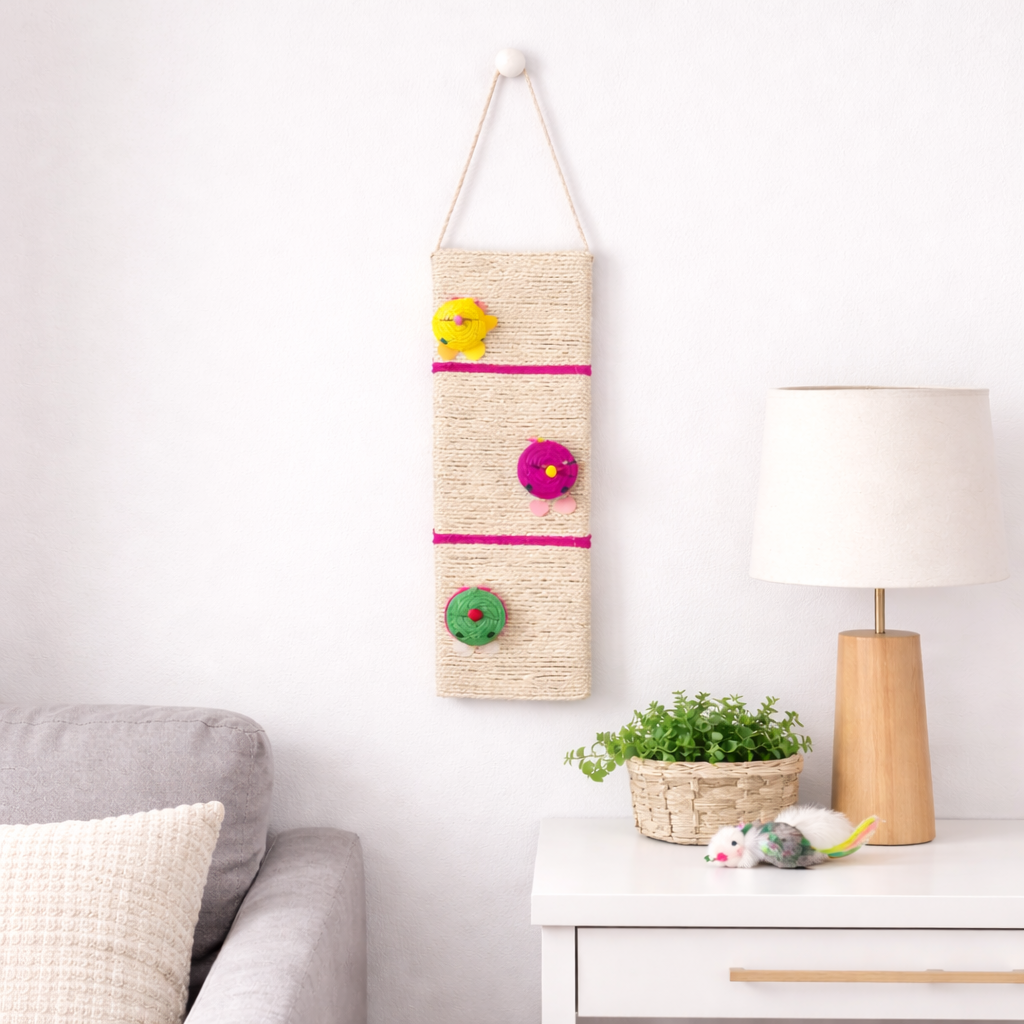 Tiragraffi da Appendere per Gatti con Giochini Colorati