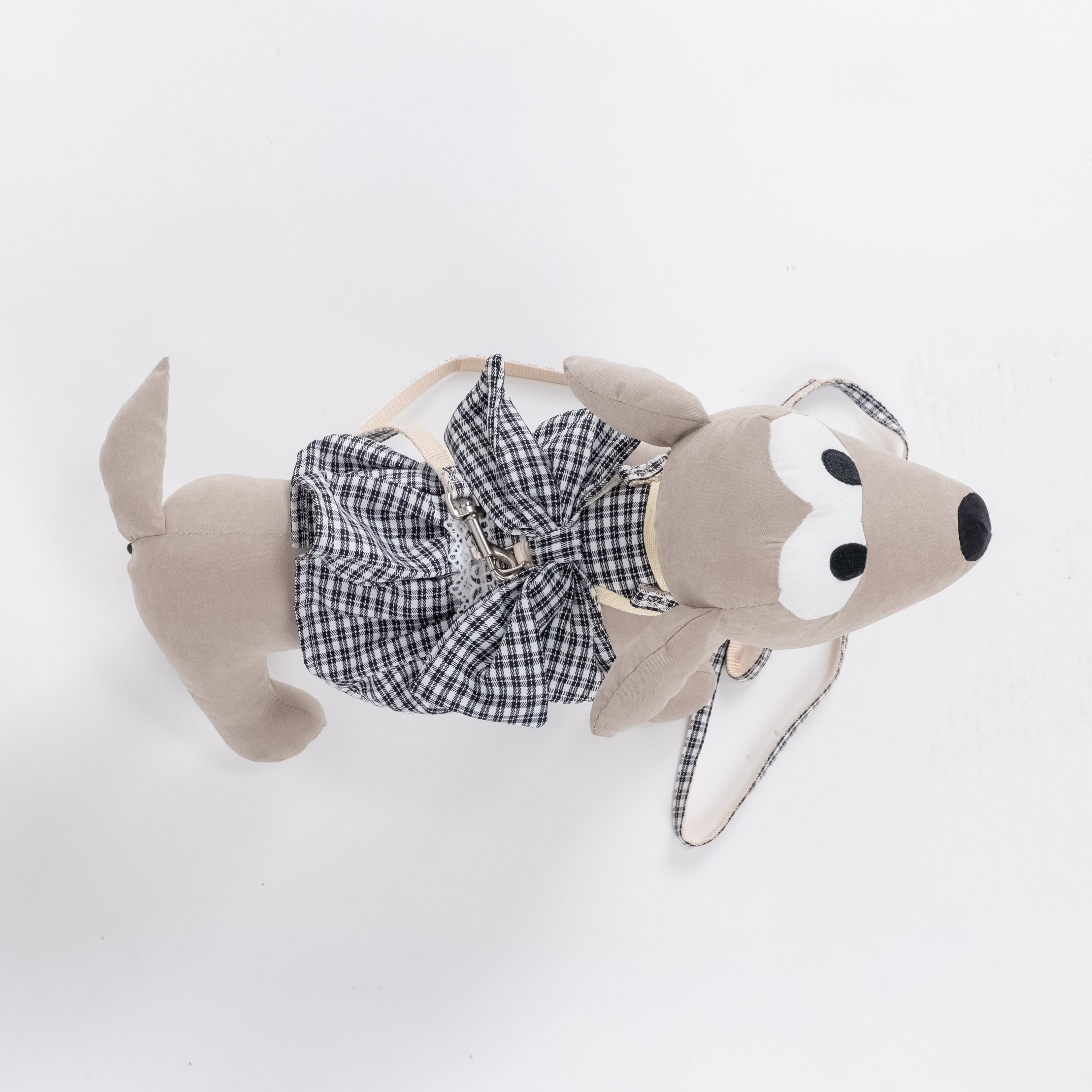 Set Guinzaglio e Pettorina per Cani e Gatti Scozzese con Fiocco - Nero