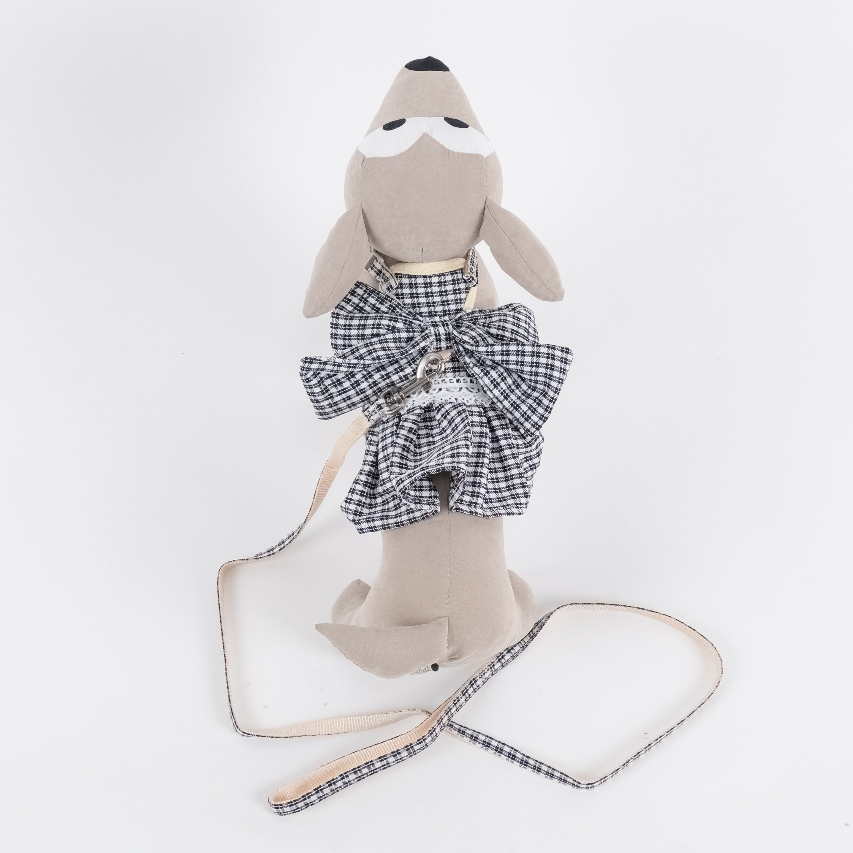 Set Guinzaglio e Pettorina per Cani e Gatti Scozzese con Fiocco - Nero