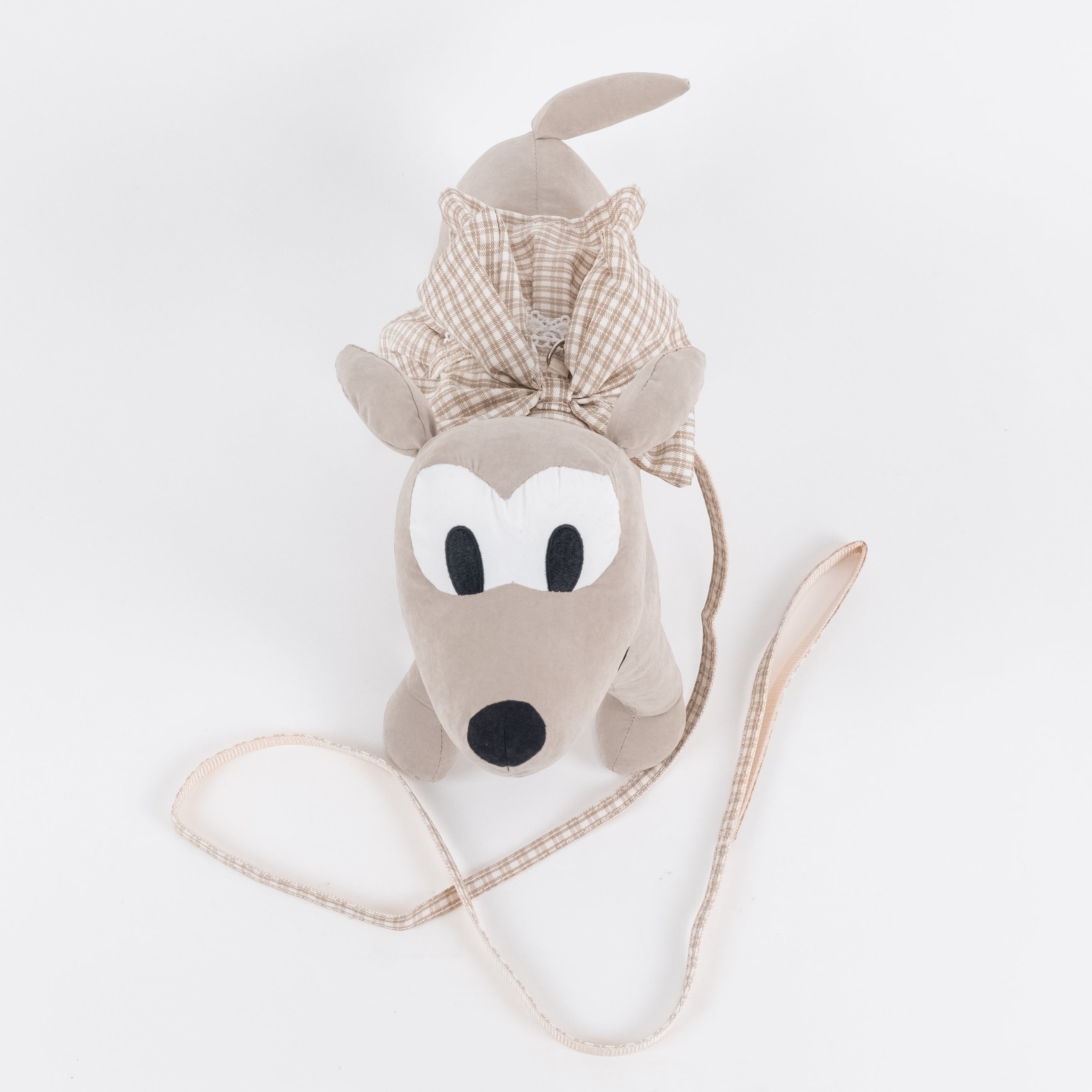 Set Guinzaglio e Pettorina per Cani e Gatti Scozzese con Fiocco - Beige