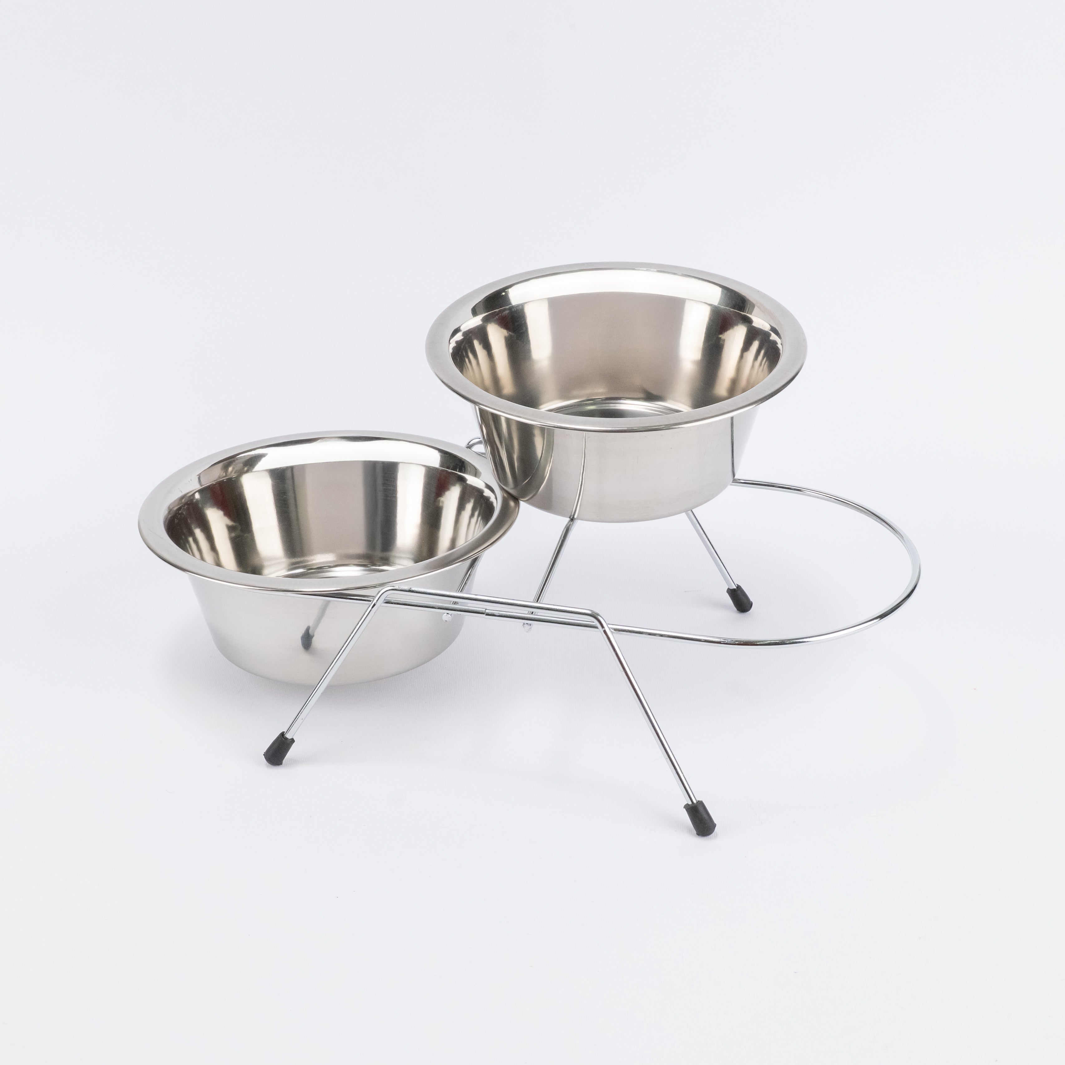 Alzatina in Acciaio con Doppia Ciotola - Diametro 17 cm circa