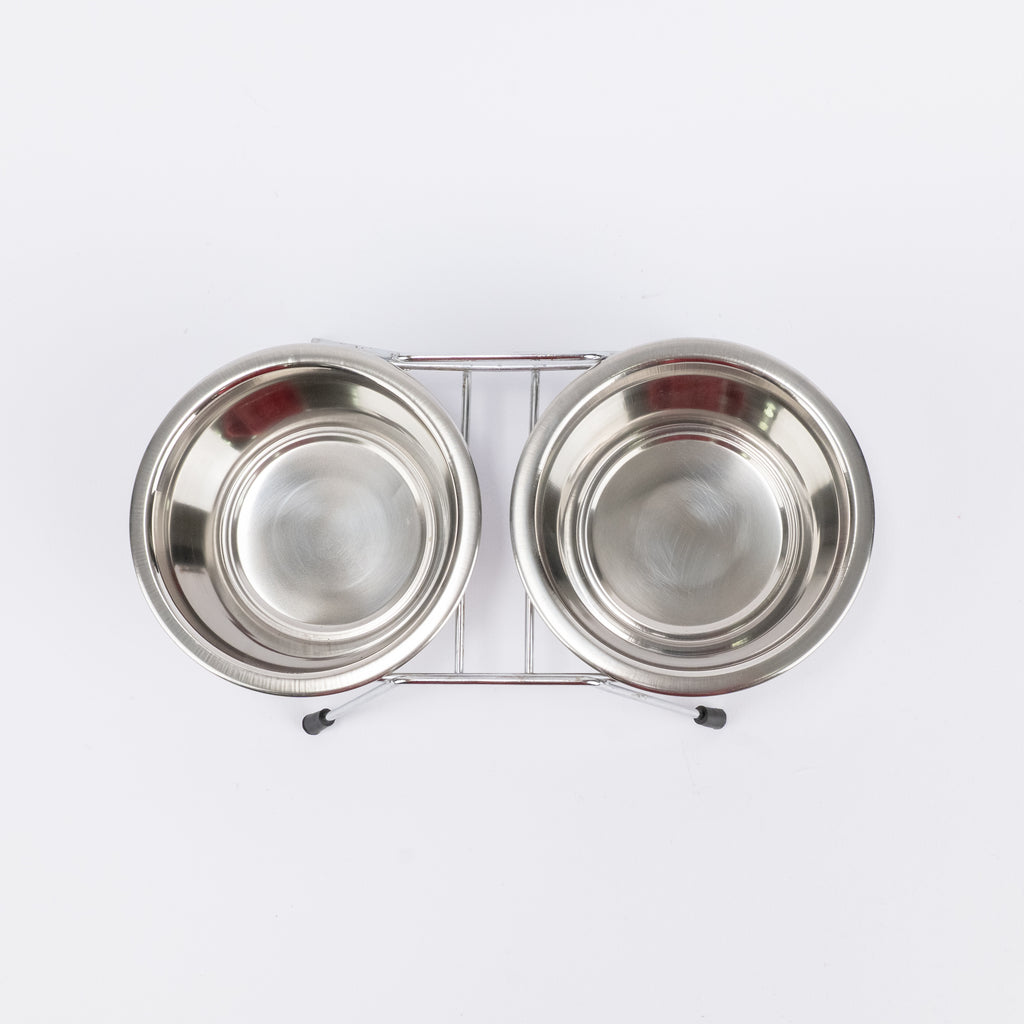 Alzatina in Acciaio con Doppia Ciotola - Diametro 13,5 cm circa