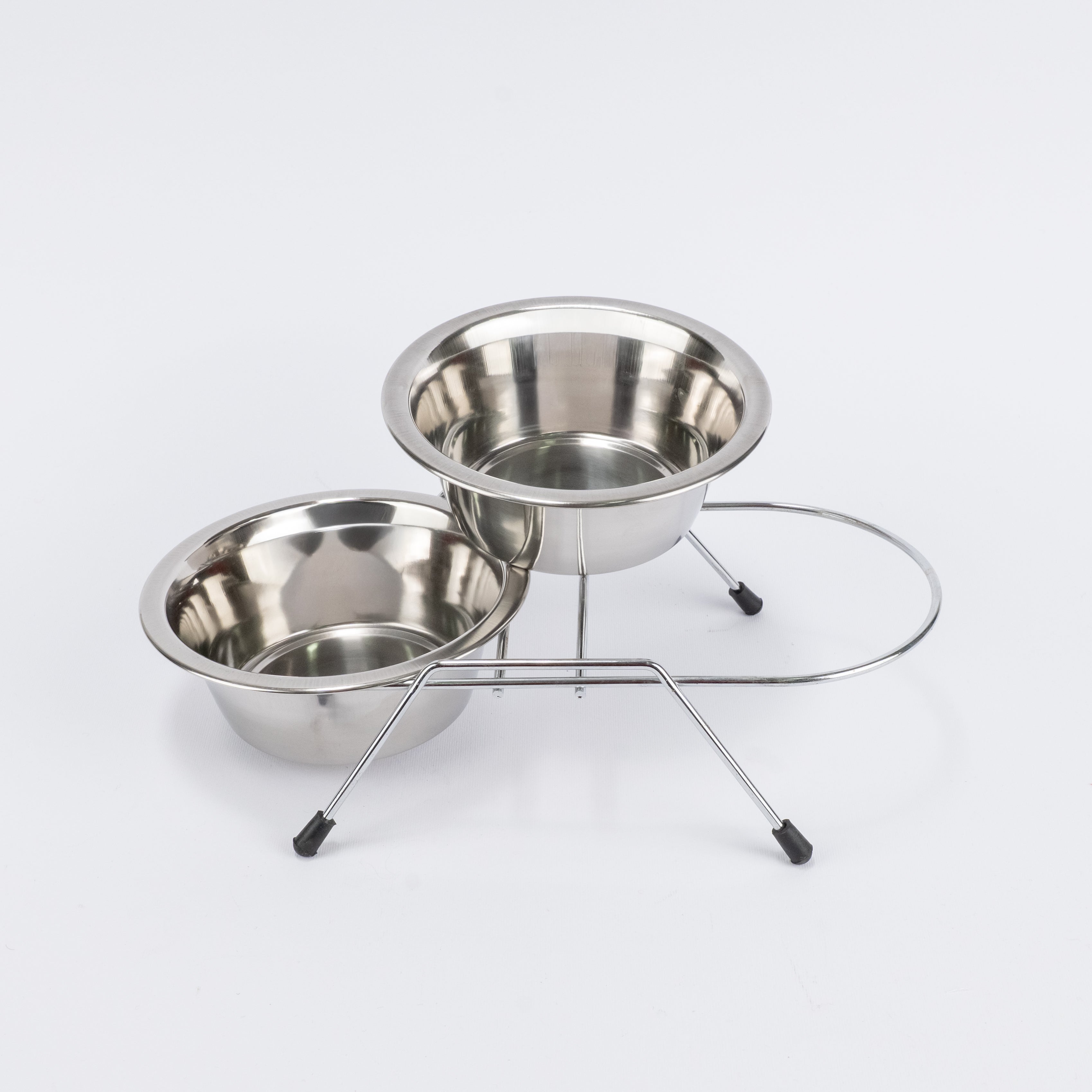 Alzatina in Acciaio con Doppia Ciotola - Diametro 13,5 cm circa