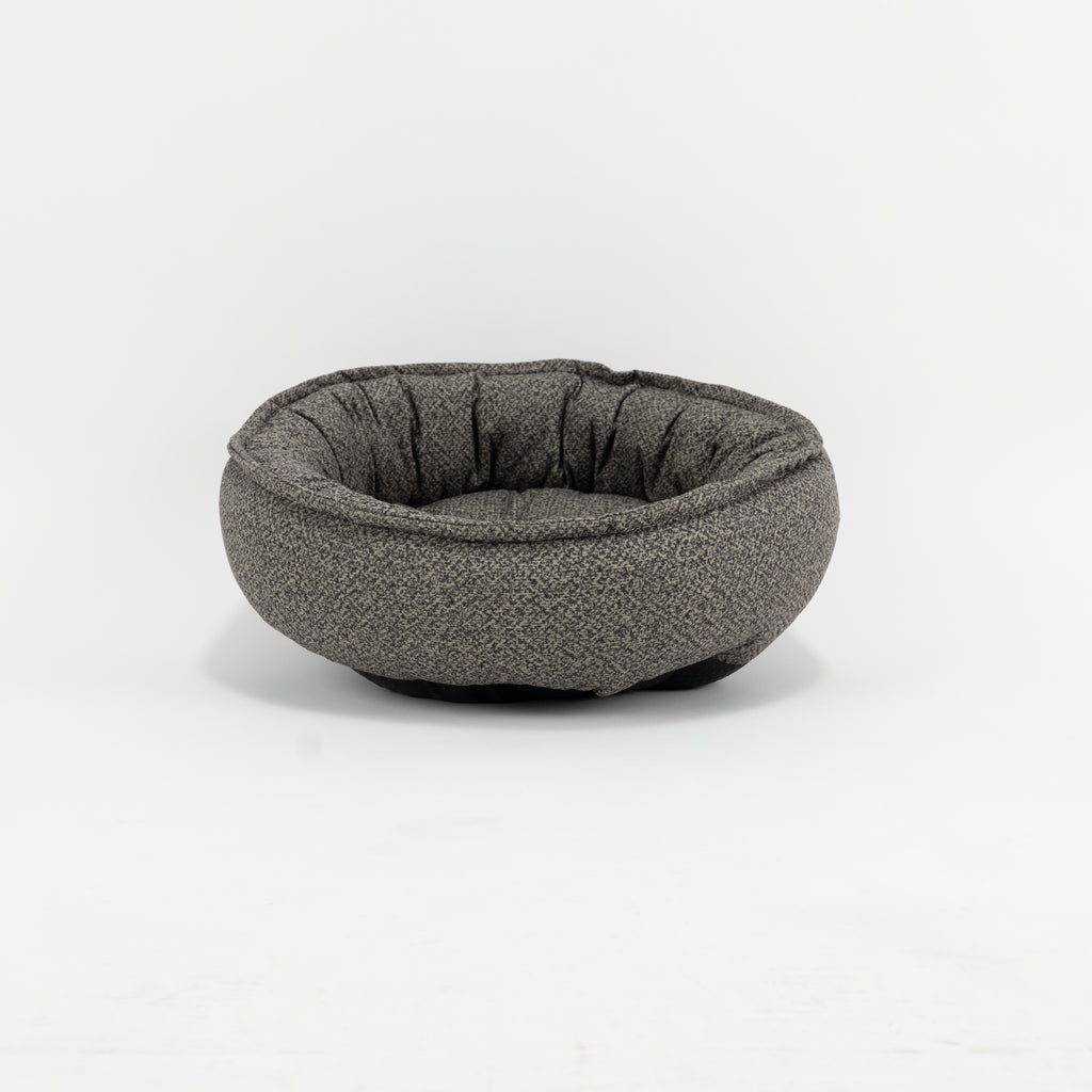 Cuccia rotonda in tessuto effetto mélange - Tortora ( diametro 49 cm )