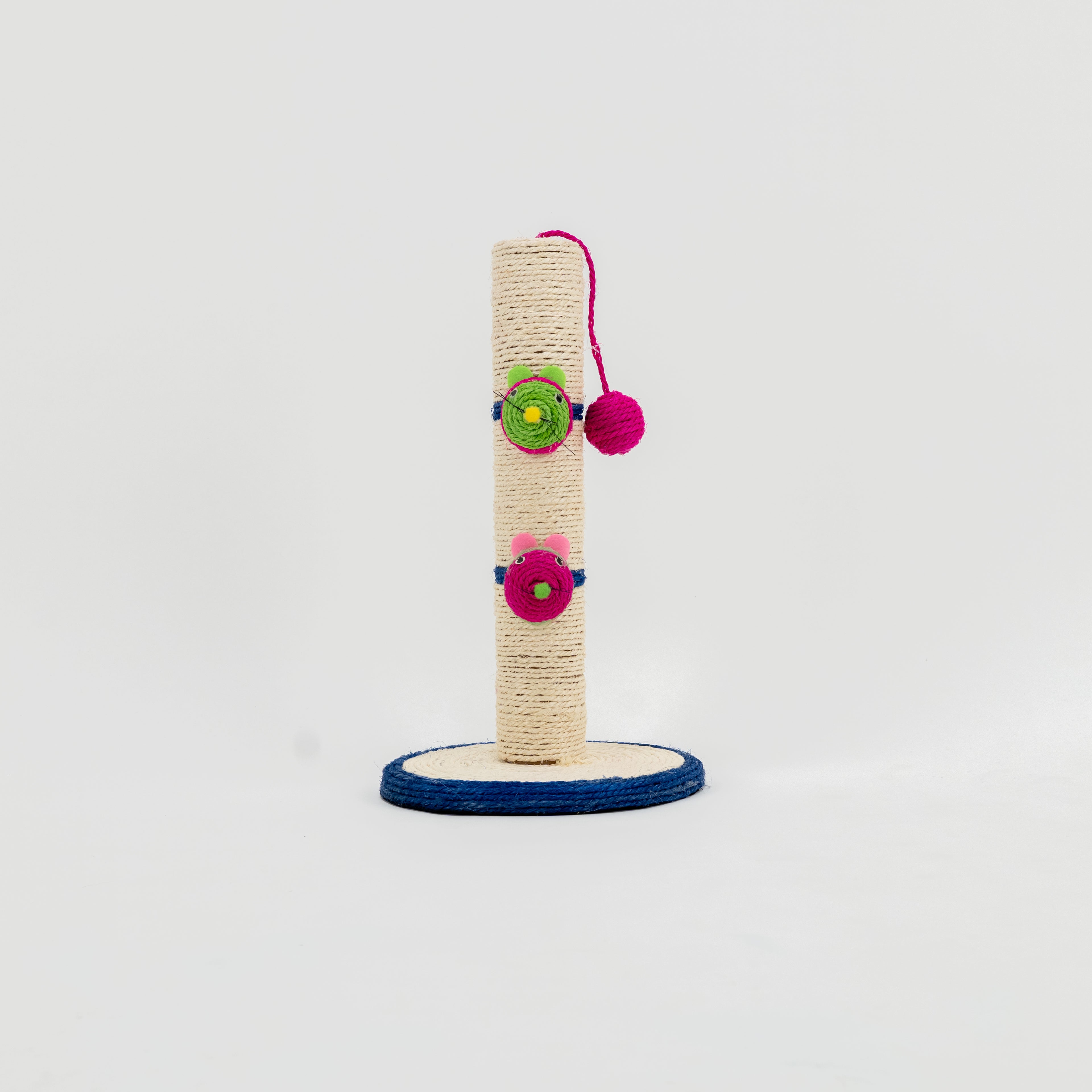 Tiragraffi per Gatti con Giochini Colorati e Base Tonda