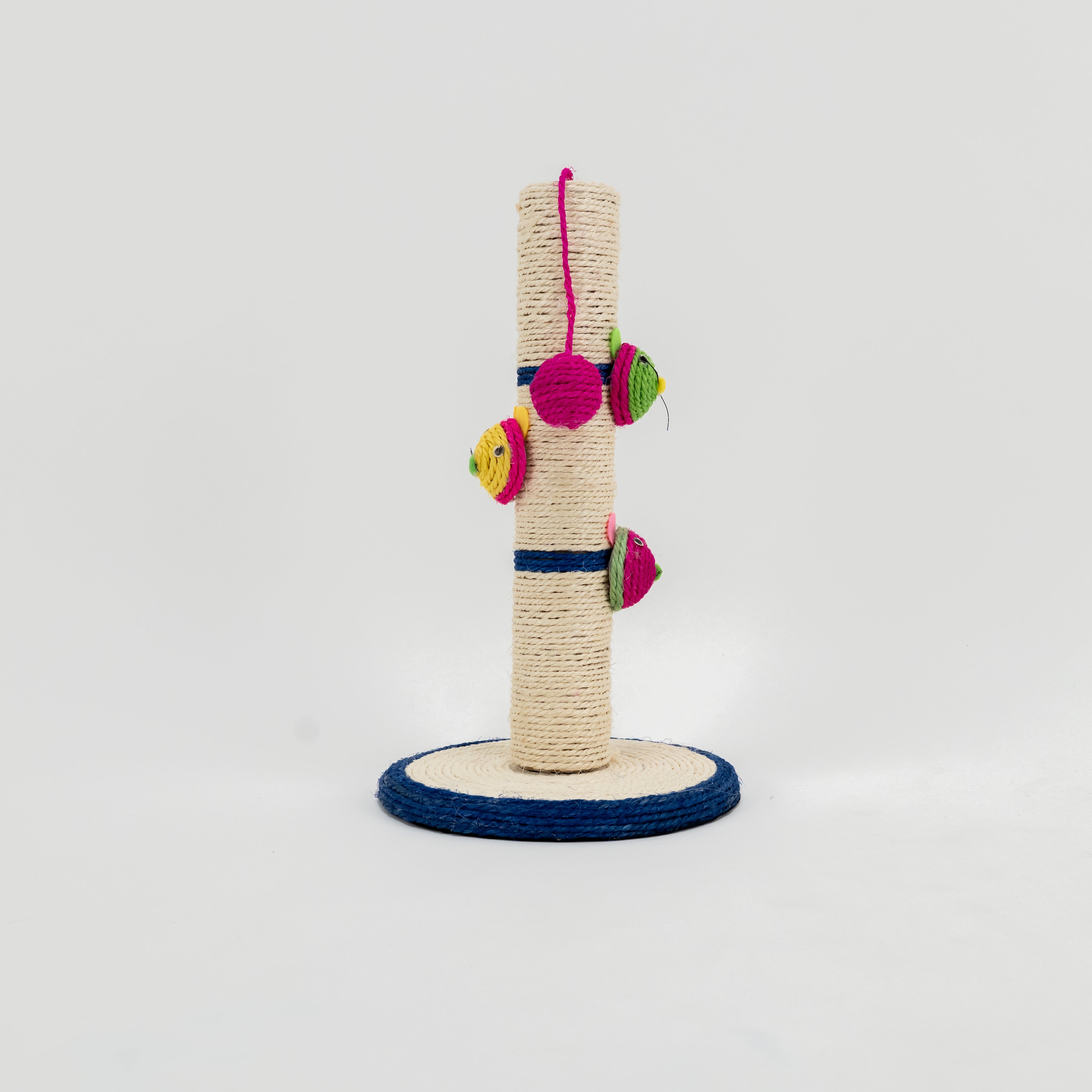 Tiragraffi per Gatti con Giochini Colorati e Base Tonda