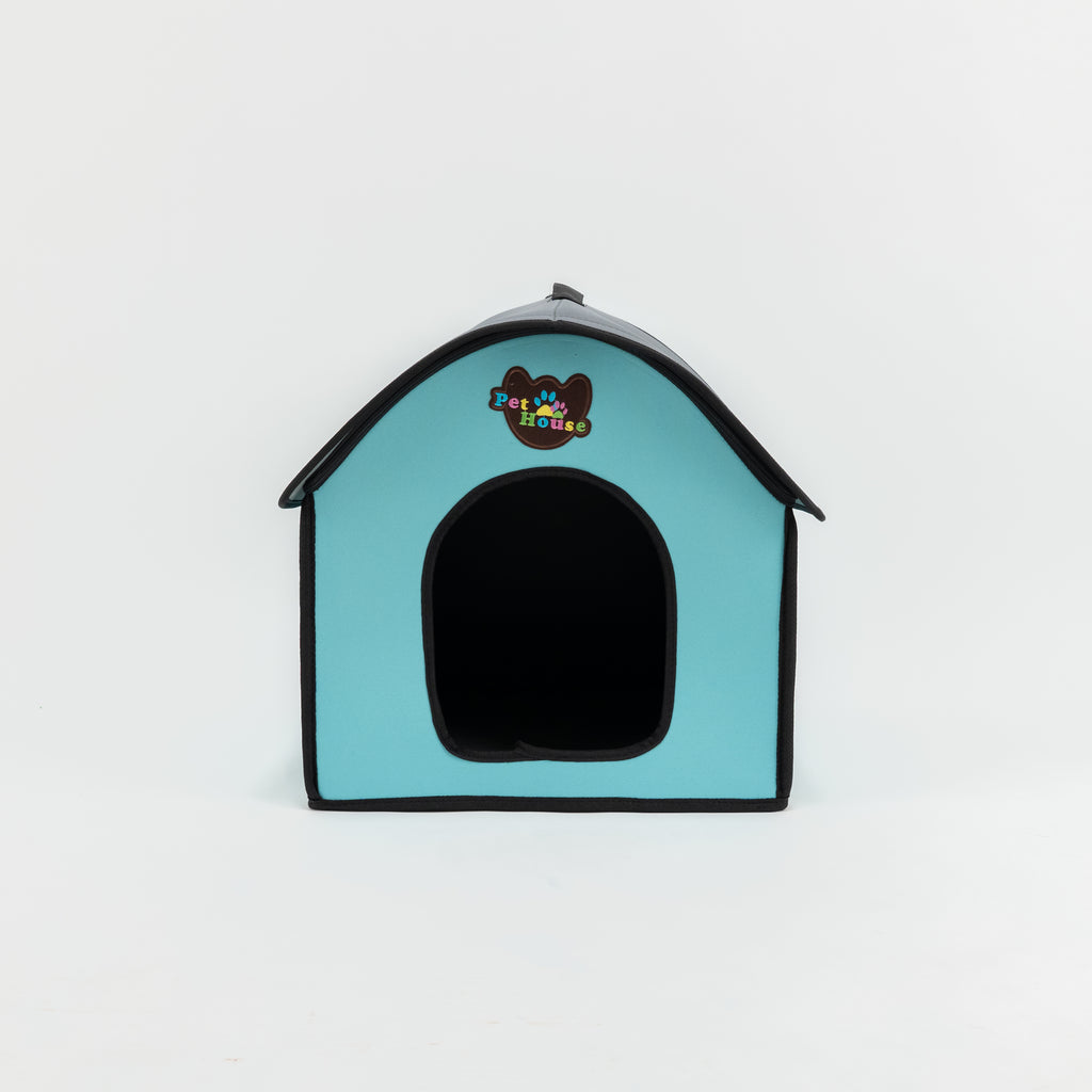 Cuccia a Casetta per Cani e Gatti - Celeste ( 46x40x41,5 cm circa )