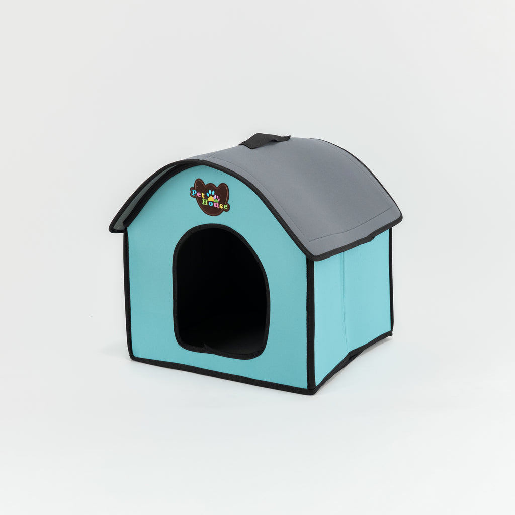 Cuccia a Casetta per Cani e Gatti - Celeste ( 46x40x41,5 cm circa )