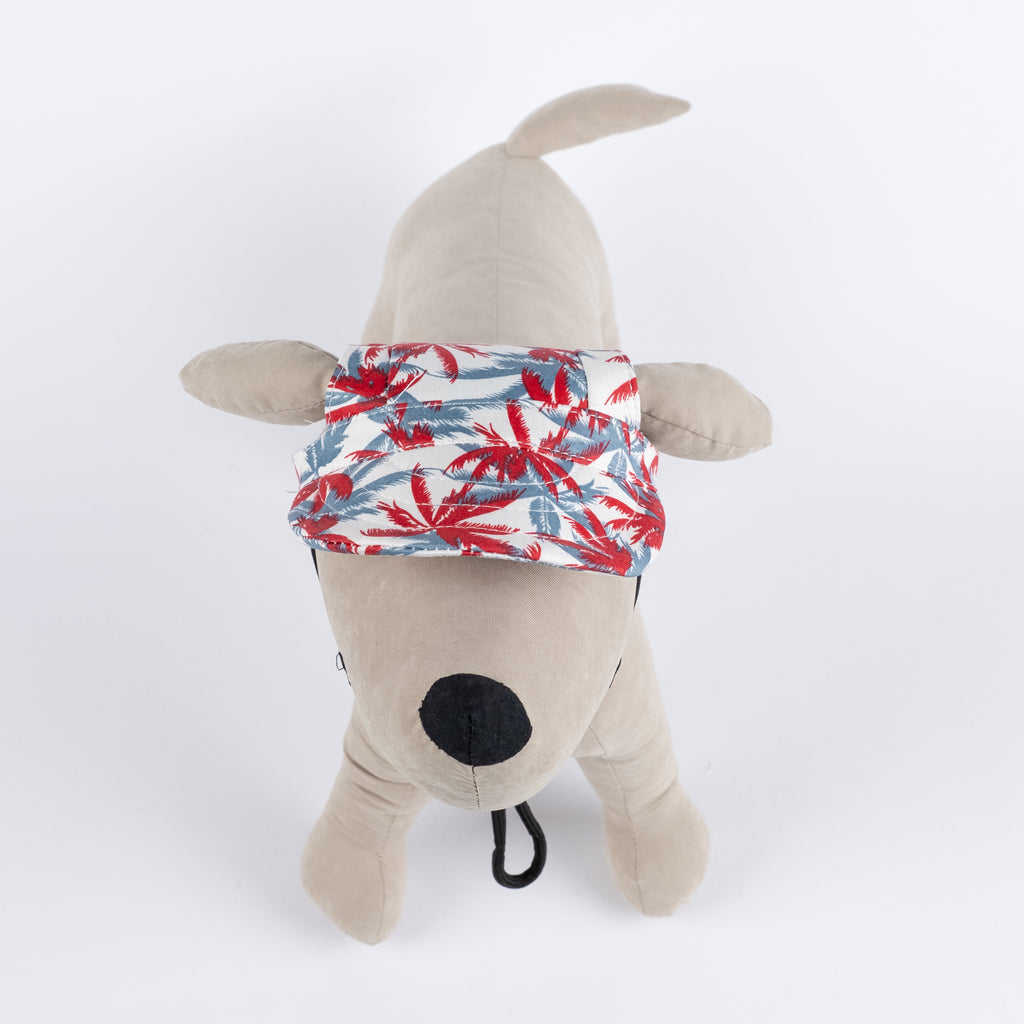 Cappellino Accessorio per Cani e Gatti - Bianco con Palme ( 33 cm circa )