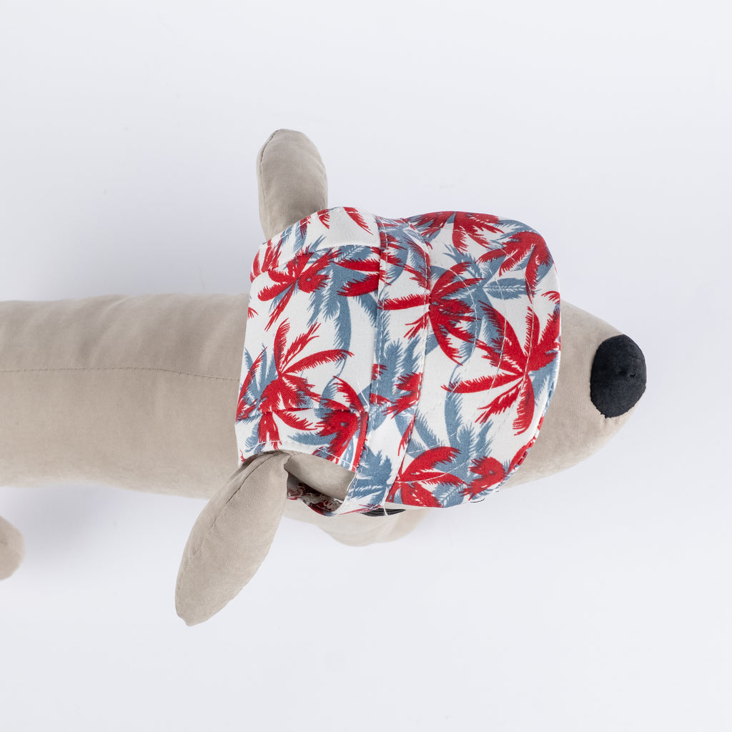 Cappellino Accessorio per Cani e Gatti - Bianco con Palme ( 33 cm circa )