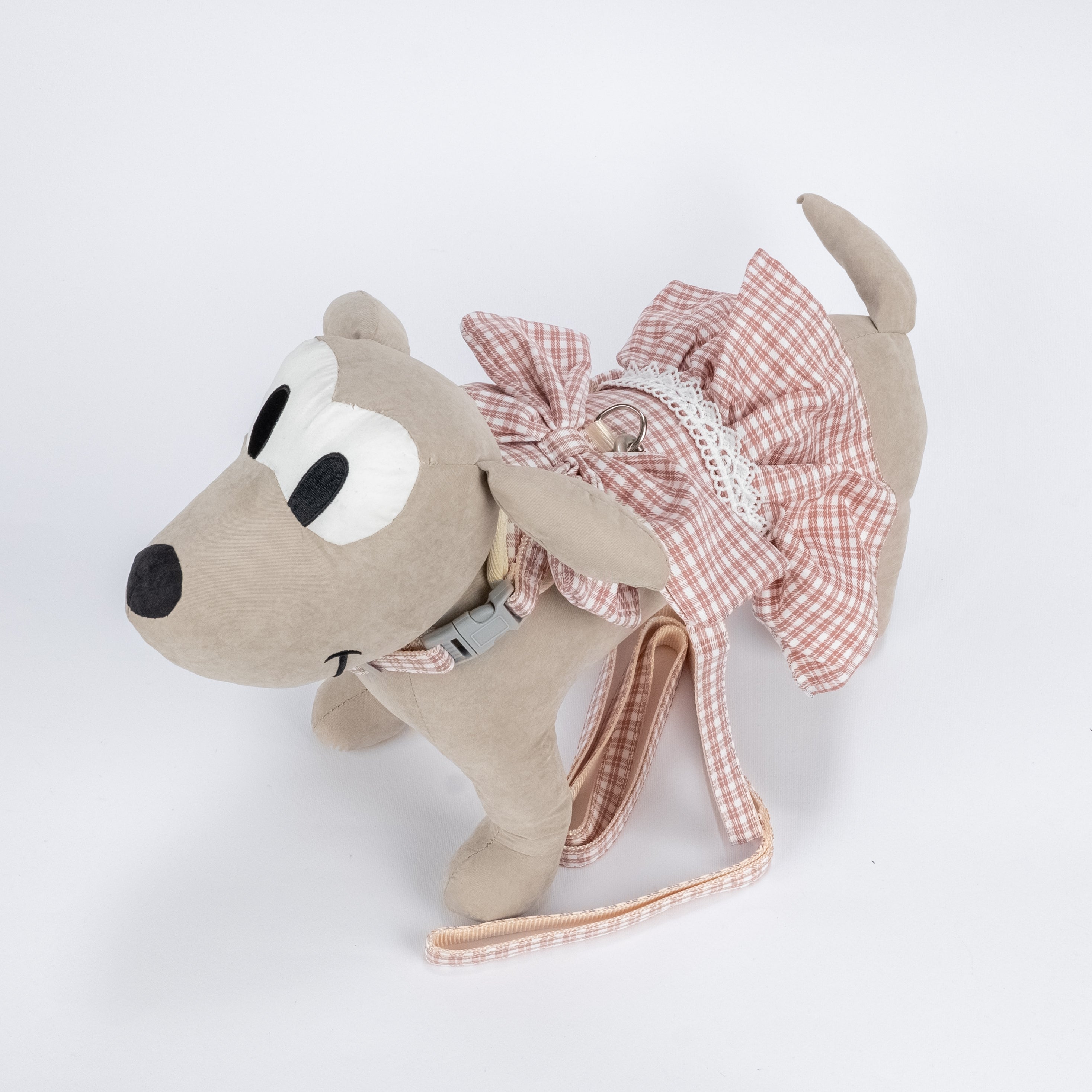 Set Guinzaglio e Pettorina per Cani e Gatti Scozzese con Fiocco - Rosa