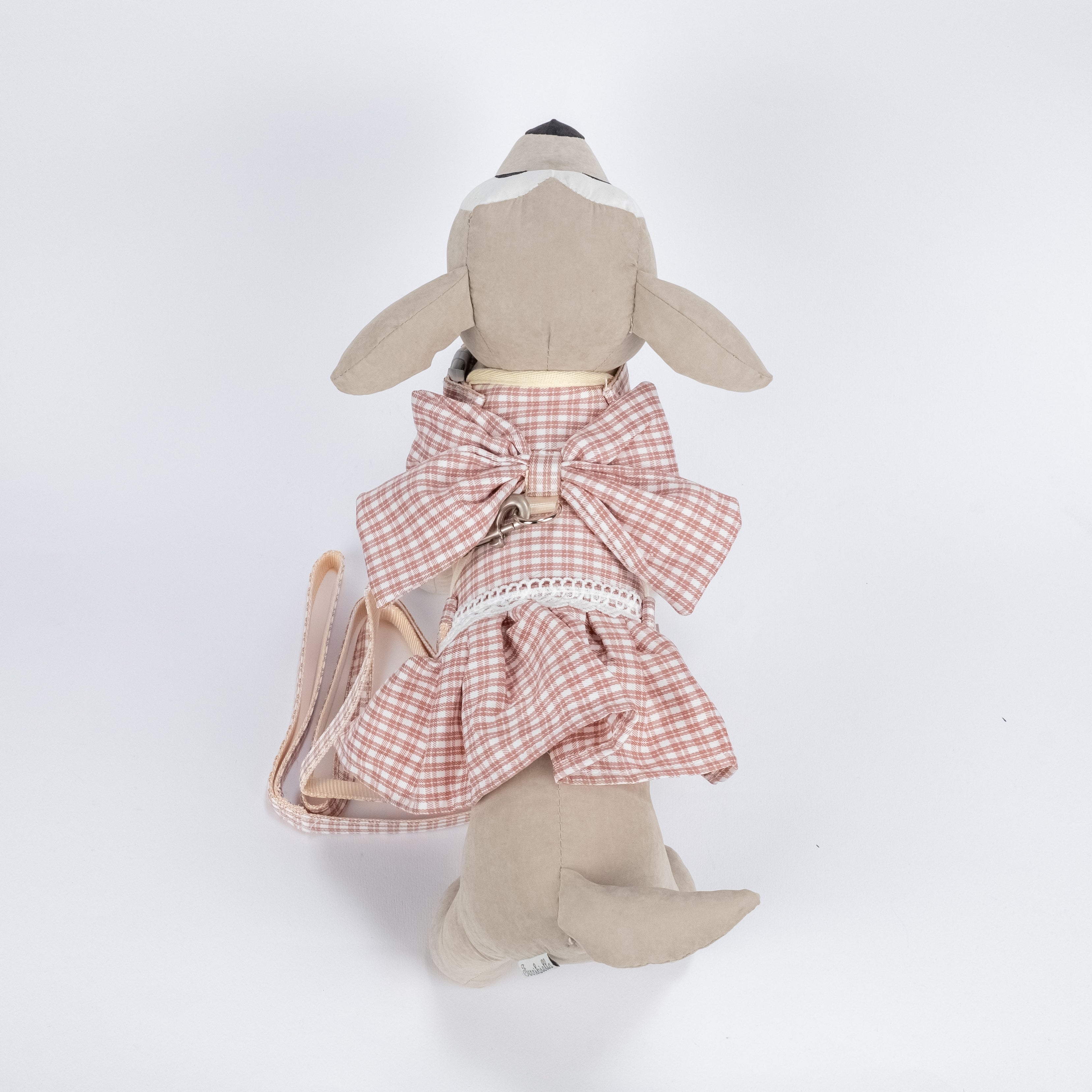 Set Guinzaglio e Pettorina per Cani e Gatti Scozzese con Fiocco - Rosa