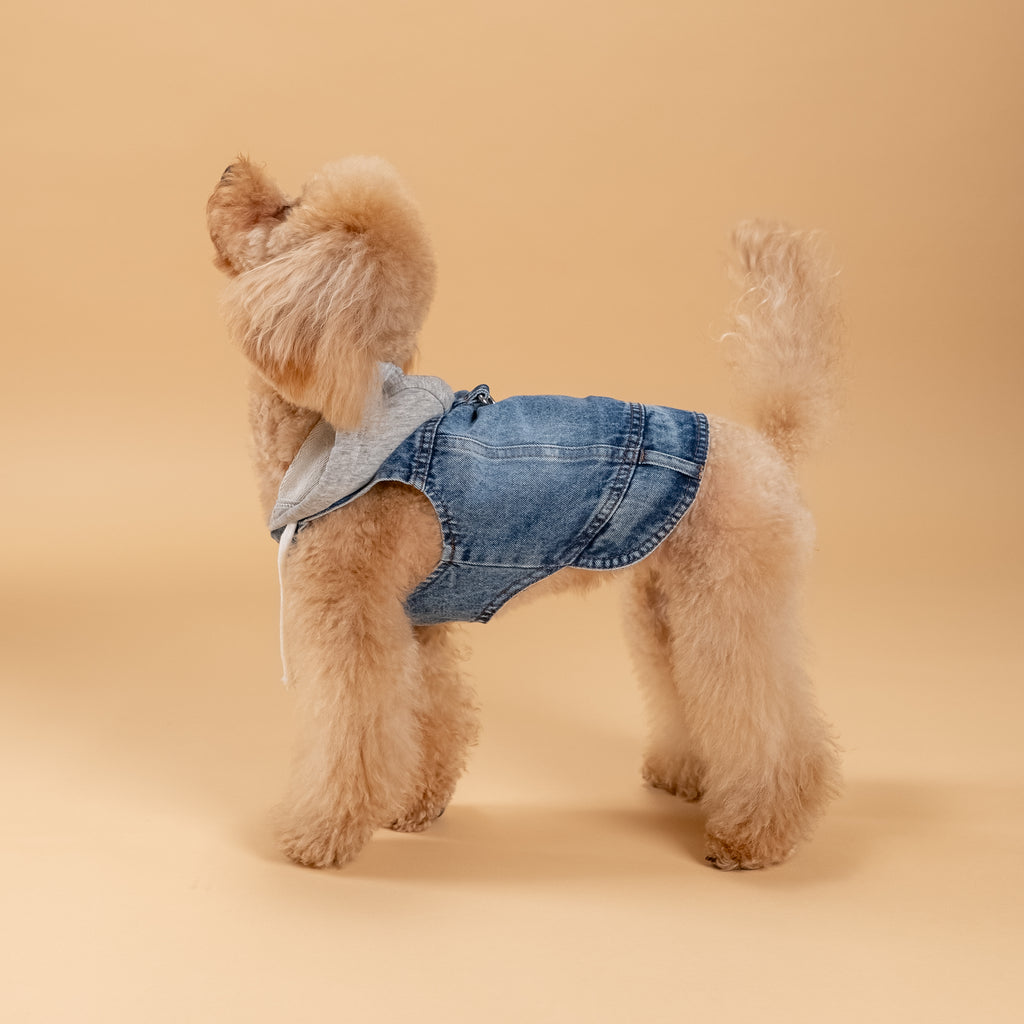 Smanicato effetto Denim con Cappuccio - Grigio