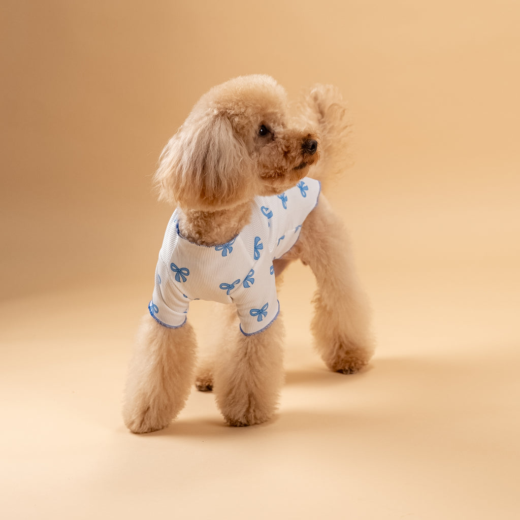 T-shirt a costina fantasia a fiocchetto