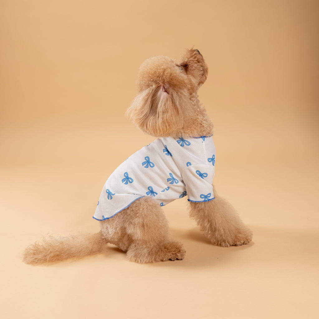 T-shirt a costina fantasia a fiocchetto