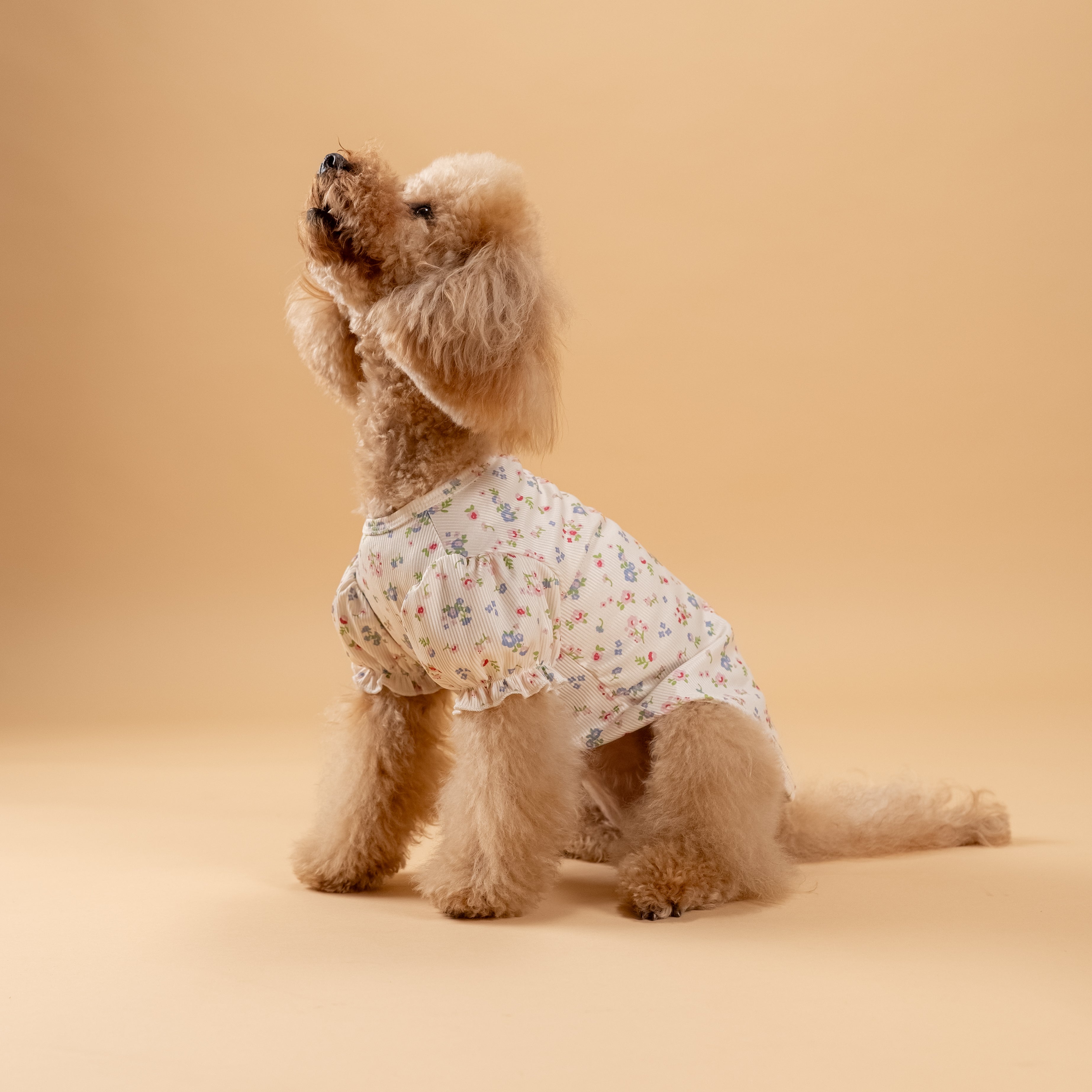 Vestitino maniche a sbuffo con fantasia floreale