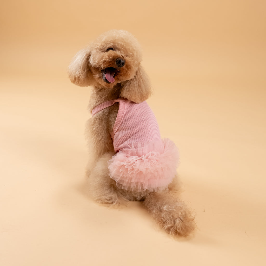 Vestitino a bretelline con tulle - Rosa