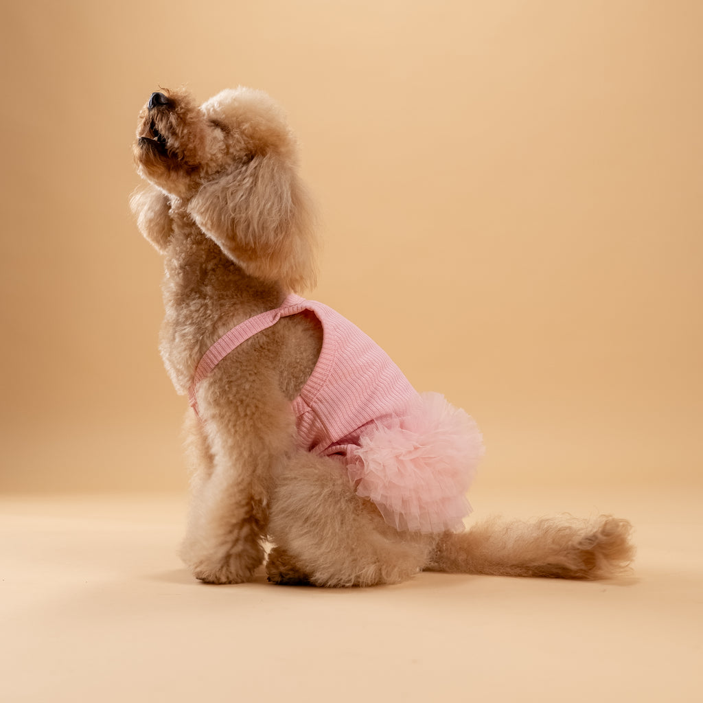 Vestitino a bretelline con tulle - Rosa