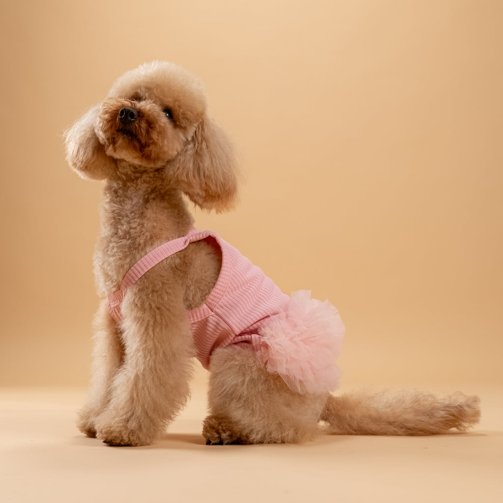 Vestitino a bretelline con tulle - Rosa