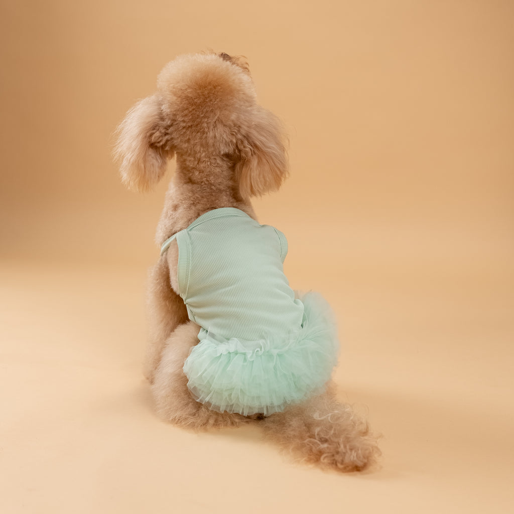 Vestitino a bretelline con tulle - Verde Acqua