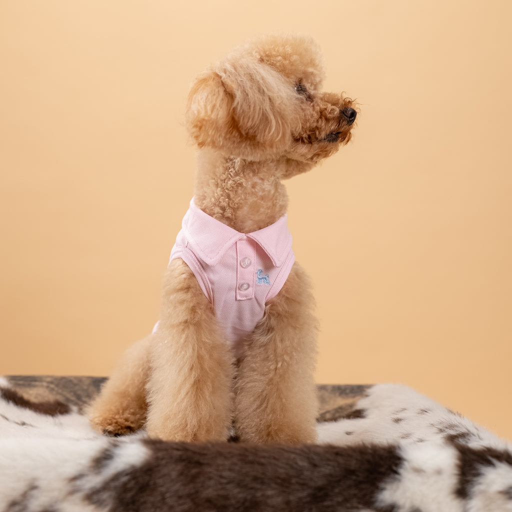 Polo a giromanica con dettaglio ricamato - Rosa