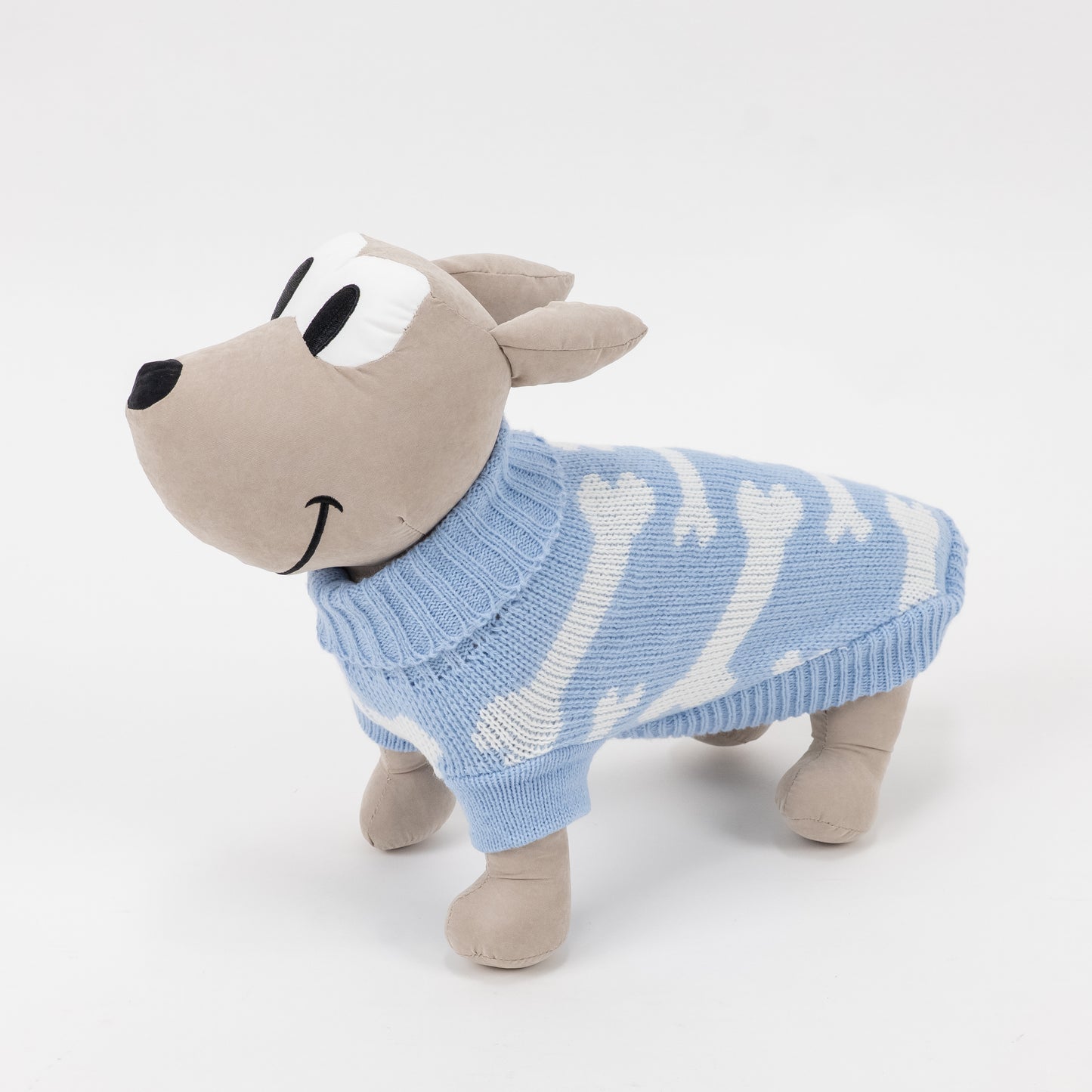 Maglioncino Dolcevita con Fantasia a Osso - Celeste