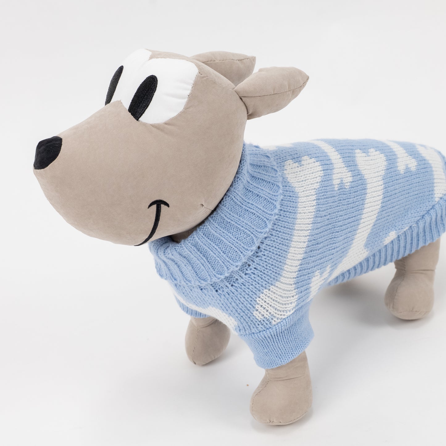 Maglioncino Dolcevita con Fantasia a Osso - Celeste