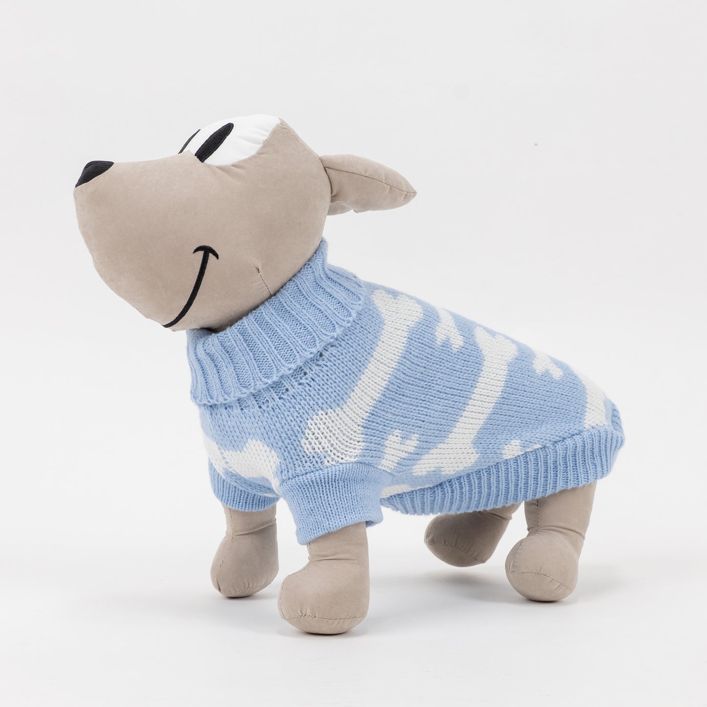 Maglioncino Dolcevita con Fantasia a Osso - Celeste