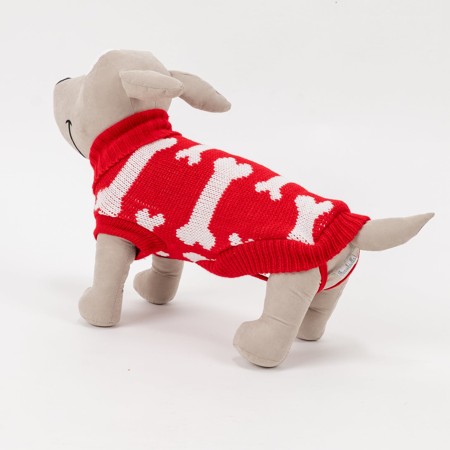 Maglioncino Dolcevita con Fantasia a Osso - Rosso