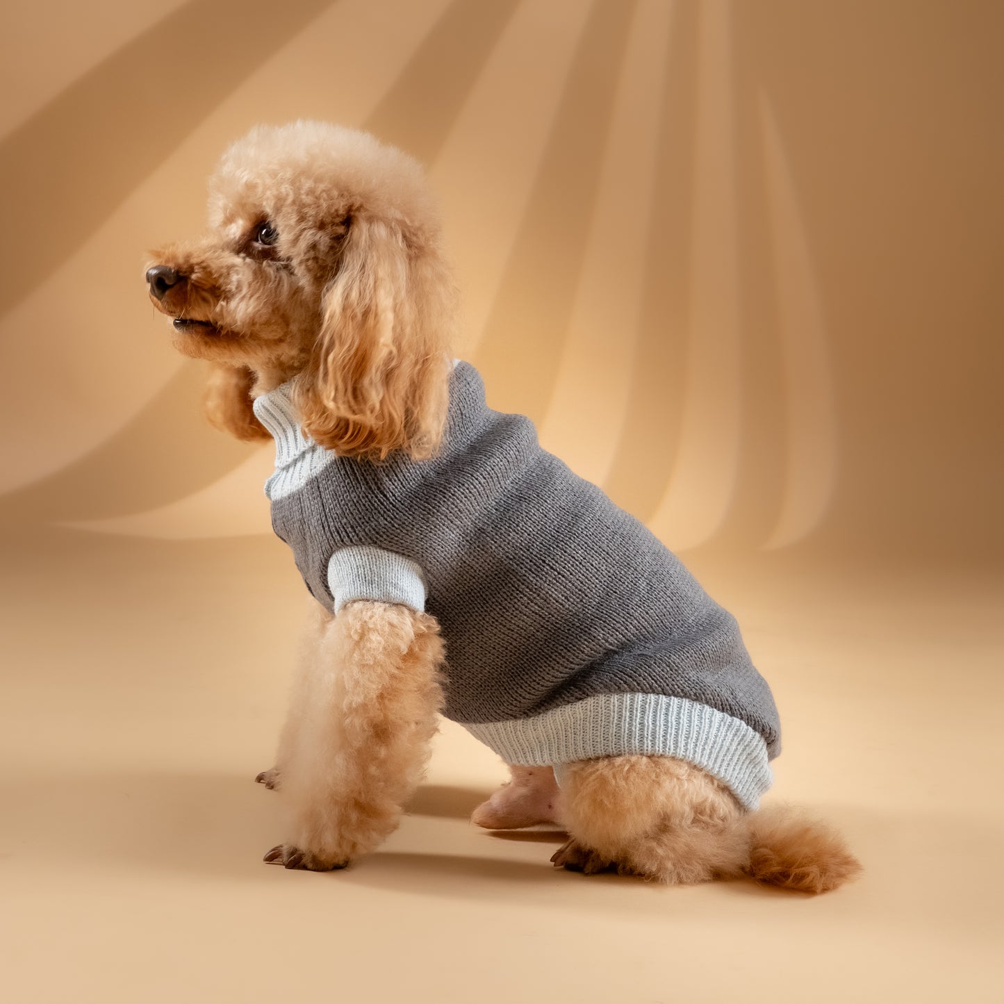 Maglioncino Dolcevita a Due Colori a Contrasto - Grigio